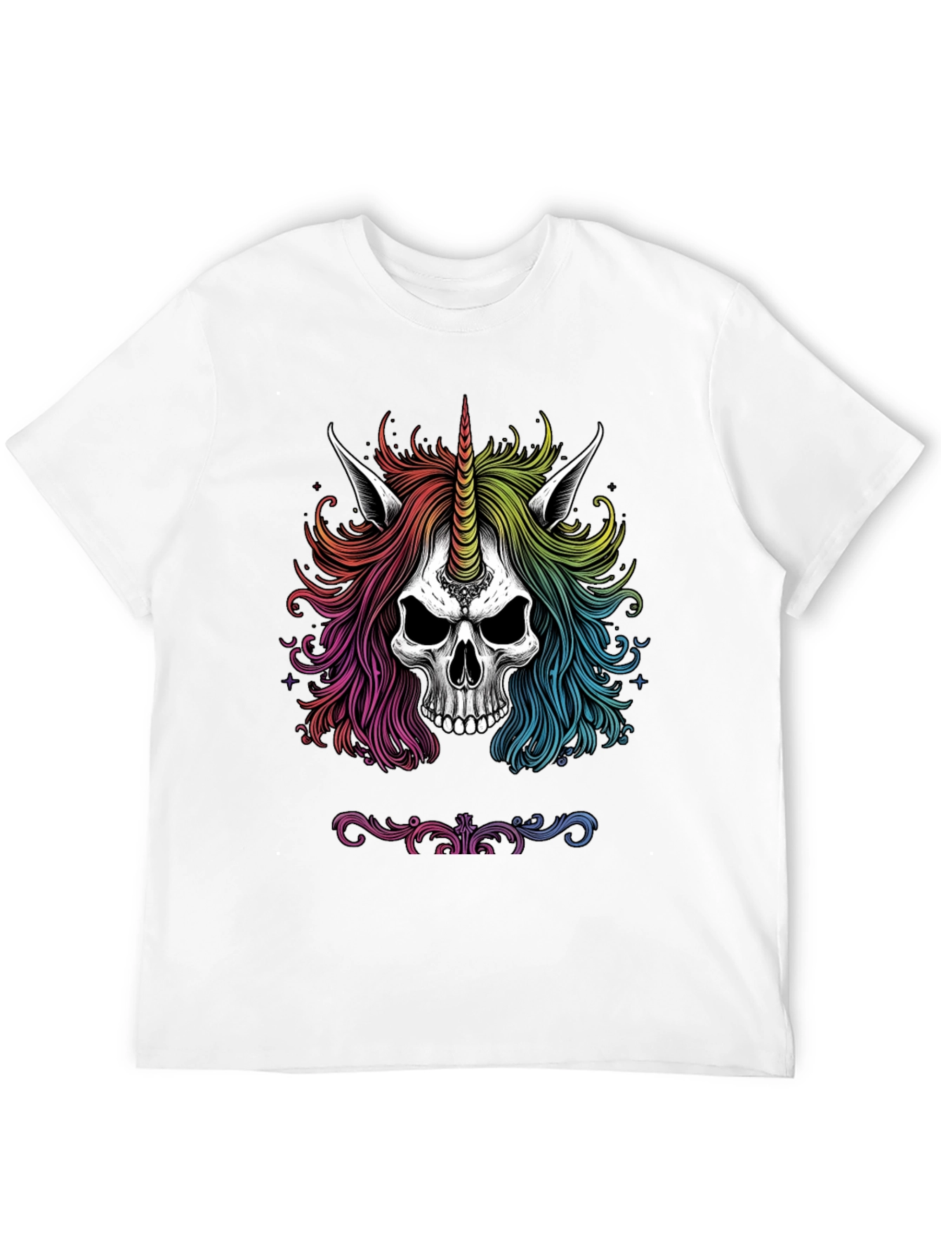 Rainbow Unicorn Skull Graphic Tee