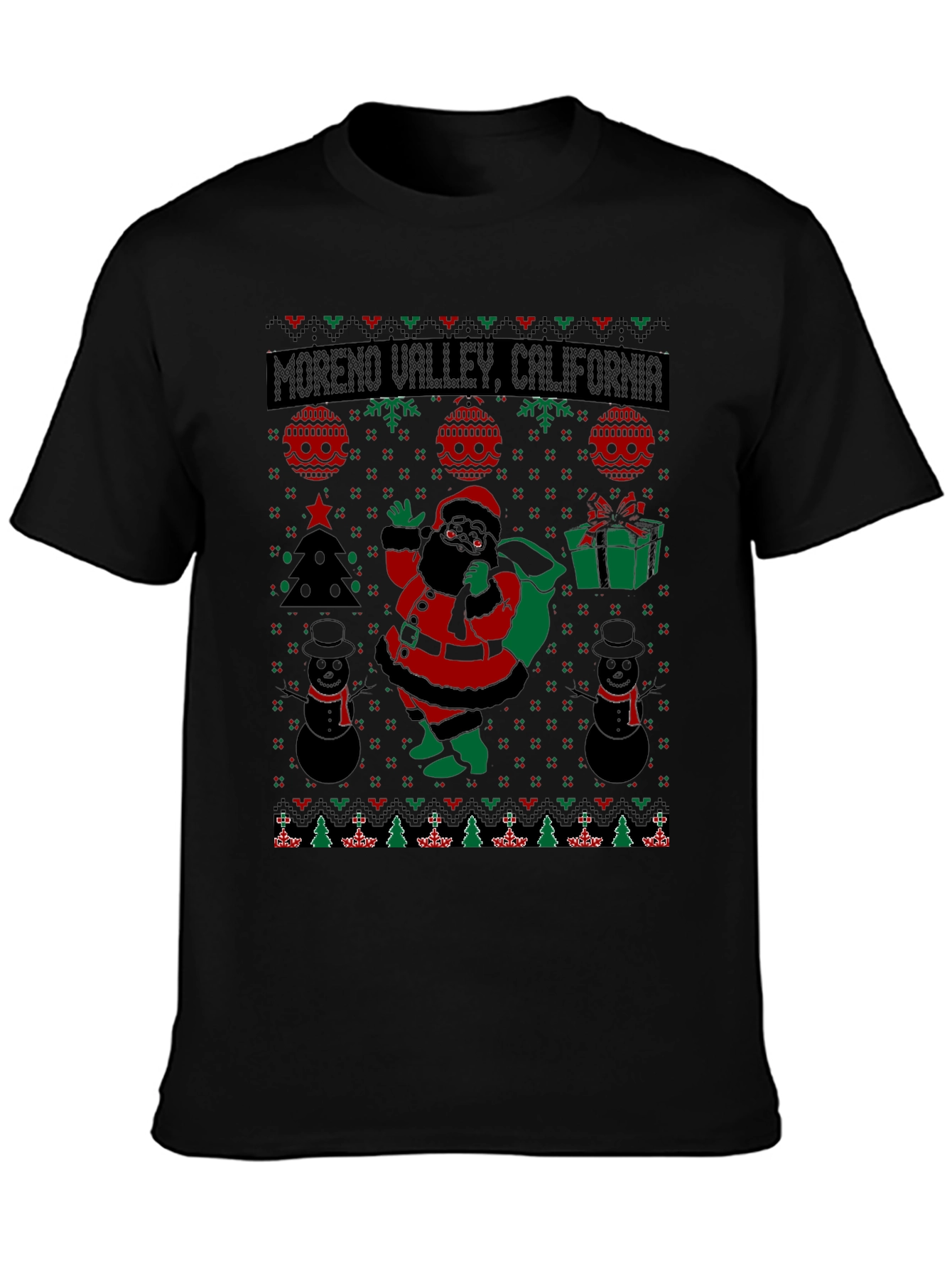 Moreno Valley CA Ugly Christmas Santa T-Shirt