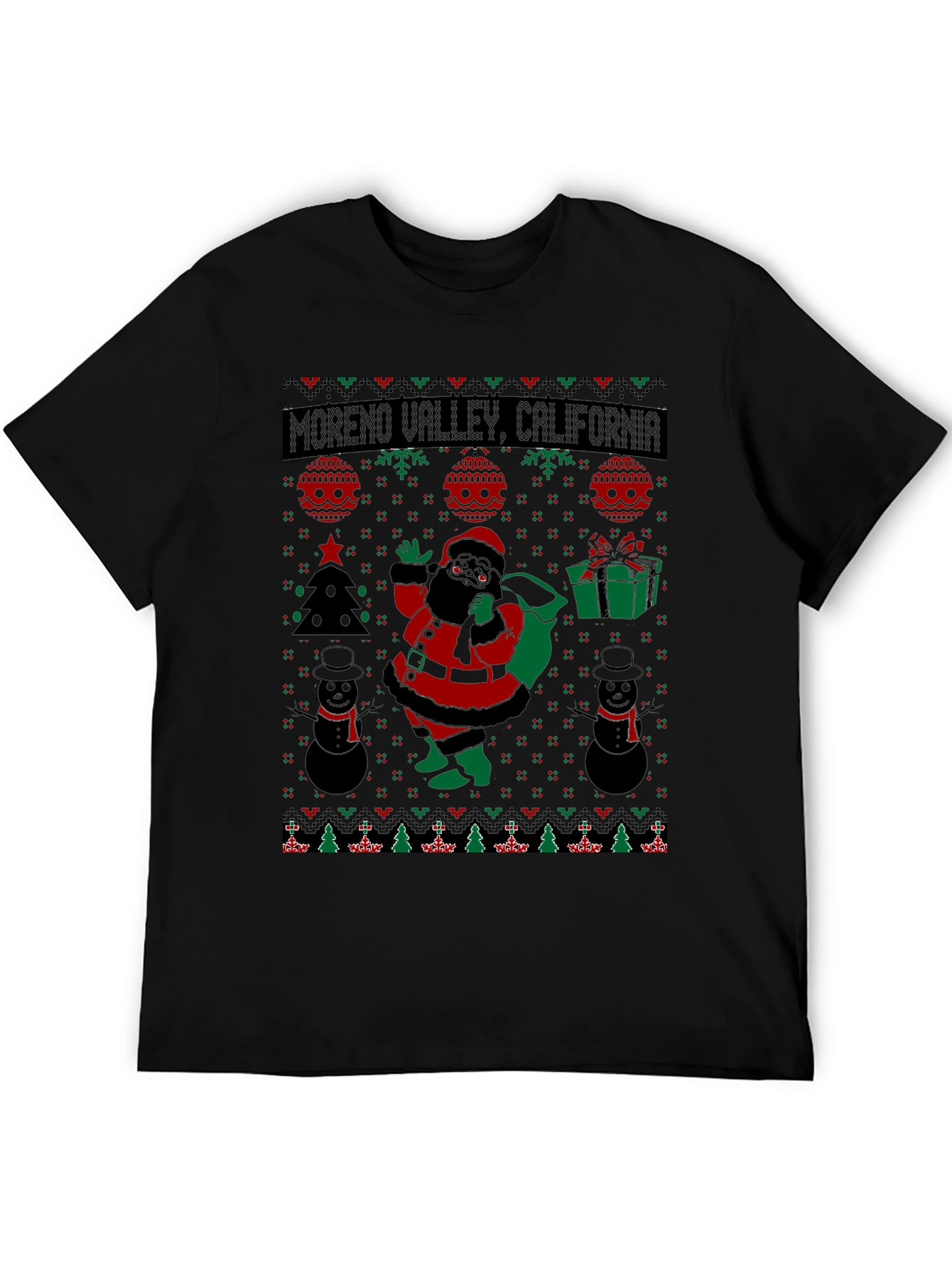 Moreno Valley CA Ugly Christmas Santa T-Shirt