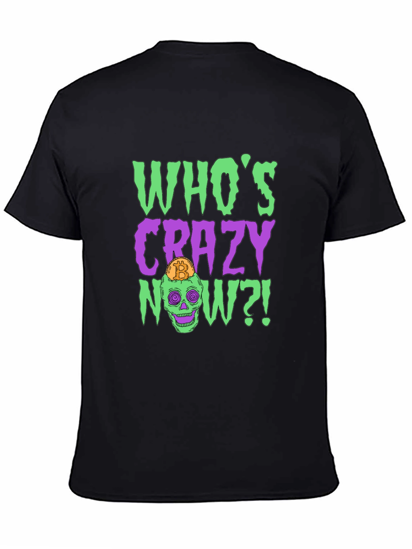 Whos Crazy Now? Bitcoin Skull Graphic T-Shirt