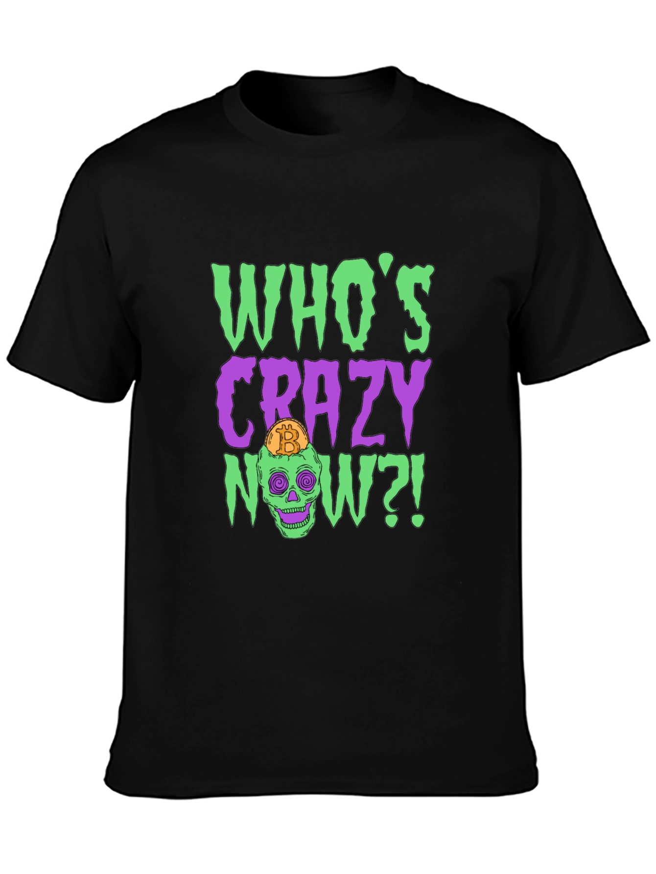Whos Crazy Now? Bitcoin Skull Graphic T-Shirt