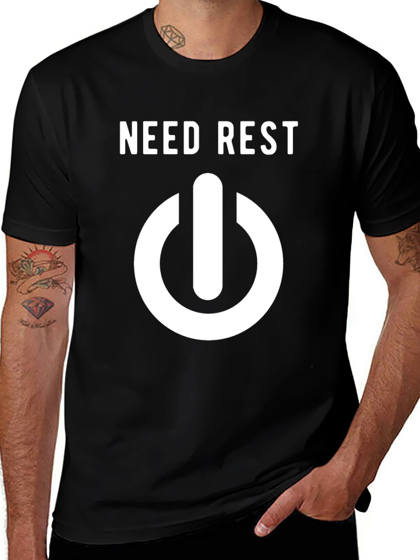 Need Rest T-Shirt: Power Button Design Casual Comfort