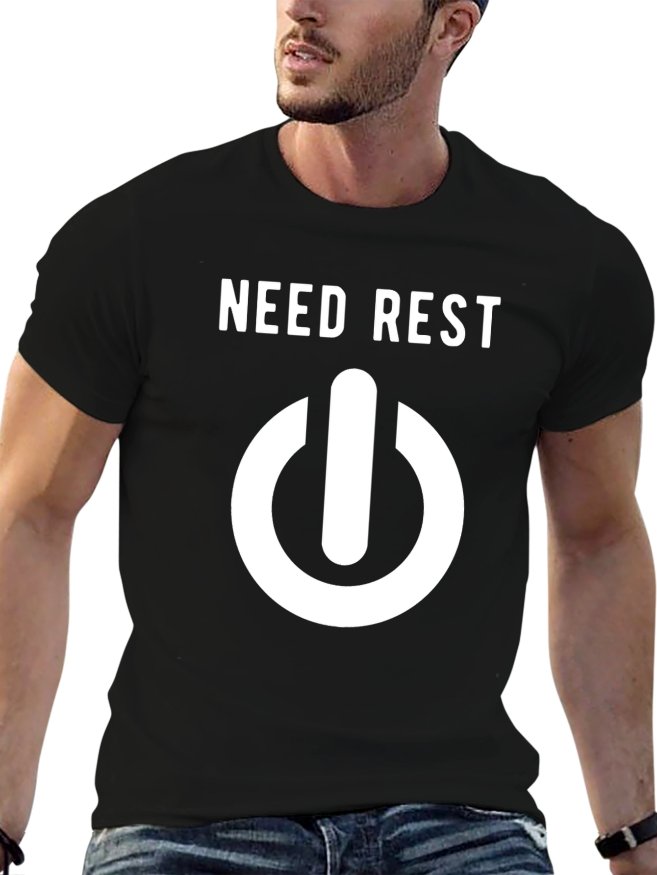 Need Rest T-Shirt: Power Button Design Casual Comfort