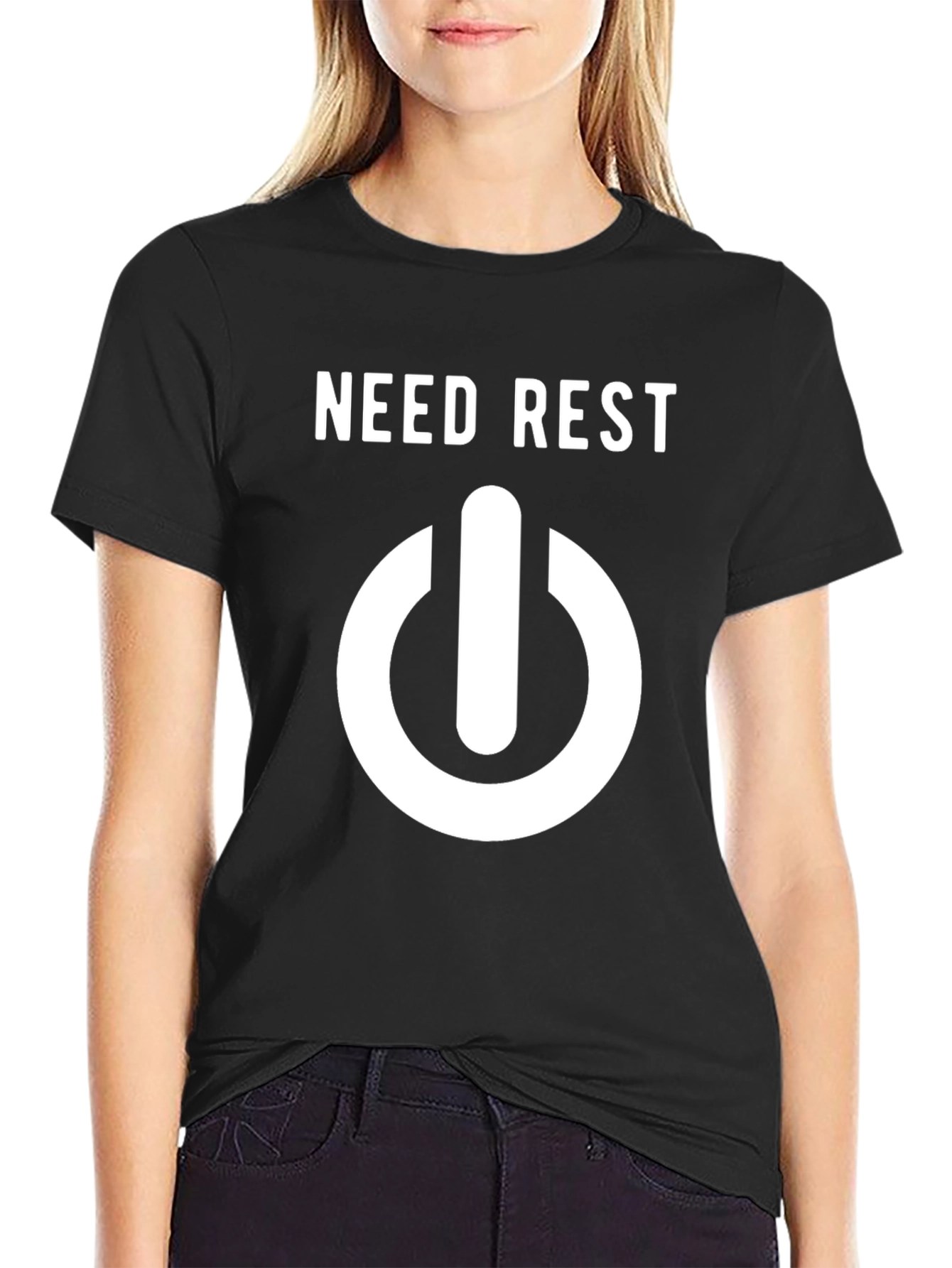 Need Rest T-Shirt: Power Button Design Casual Comfort