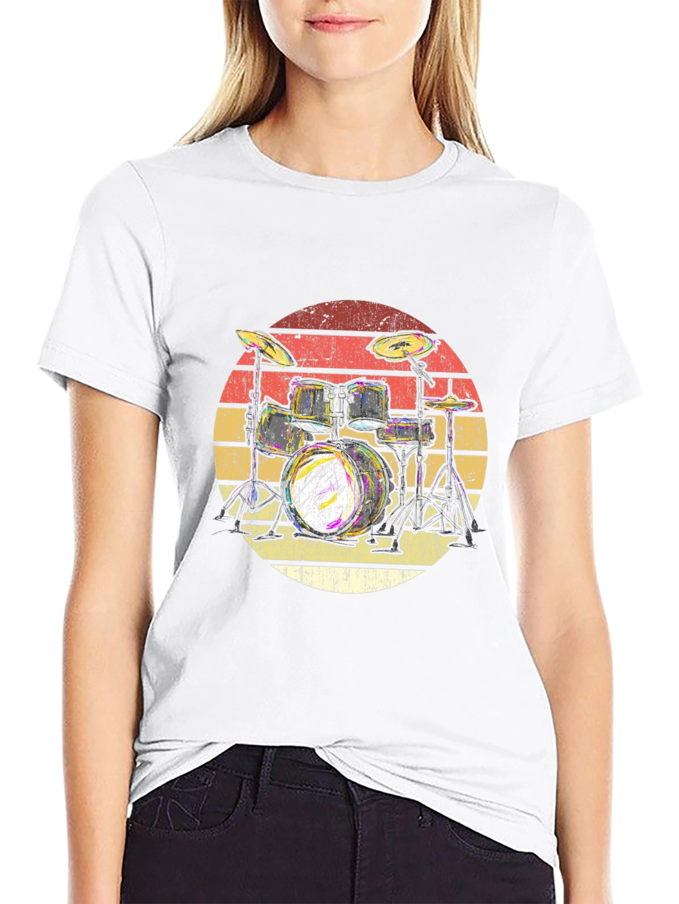 Retro Drum Kit T-Shirt - Musician Graphic Tee