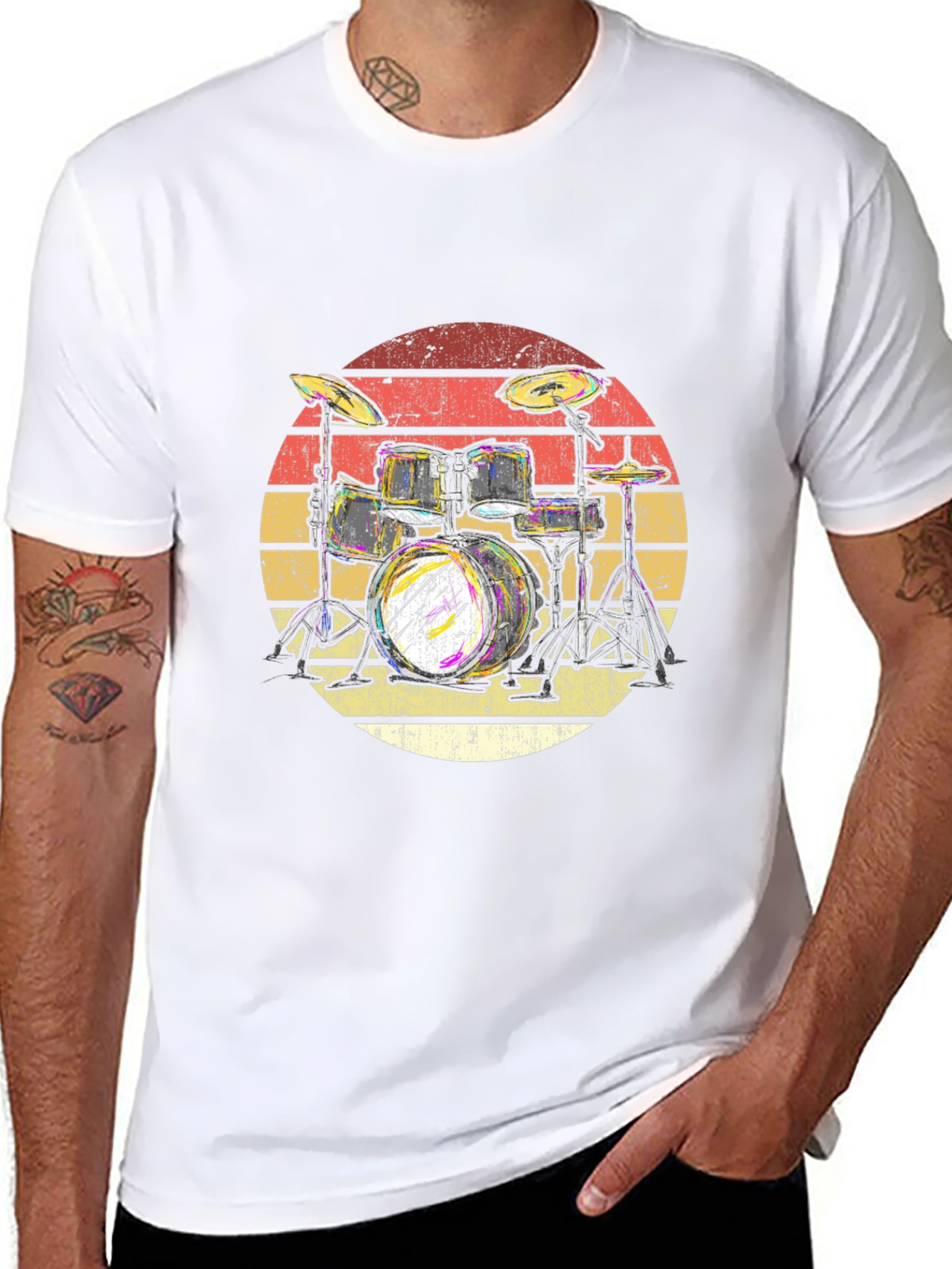 Retro Drum Kit T-Shirt - Musician Graphic Tee