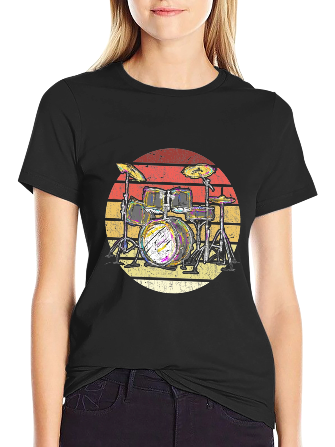 Retro Drum Kit T-Shirt - Musician Graphic Tee
