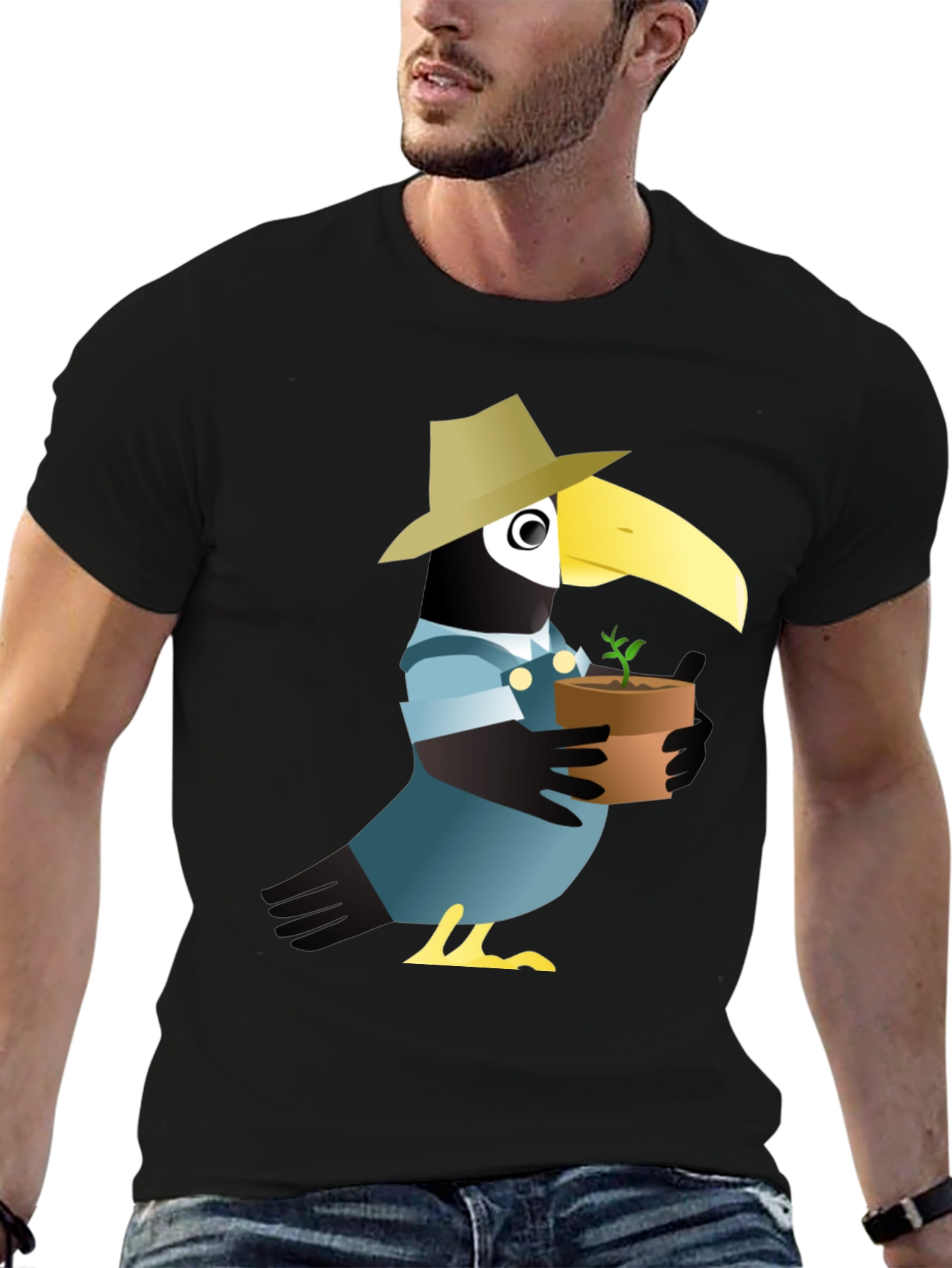 Crow Gardener Graphic Tee - Black Cotton Blend