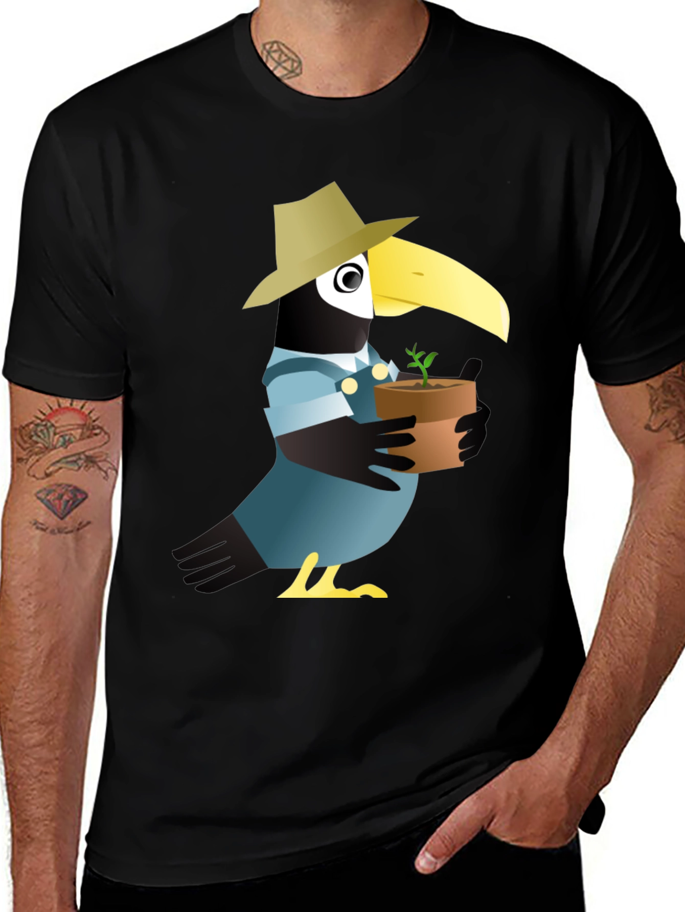 Crow Gardener Graphic Tee - Black Cotton Blend