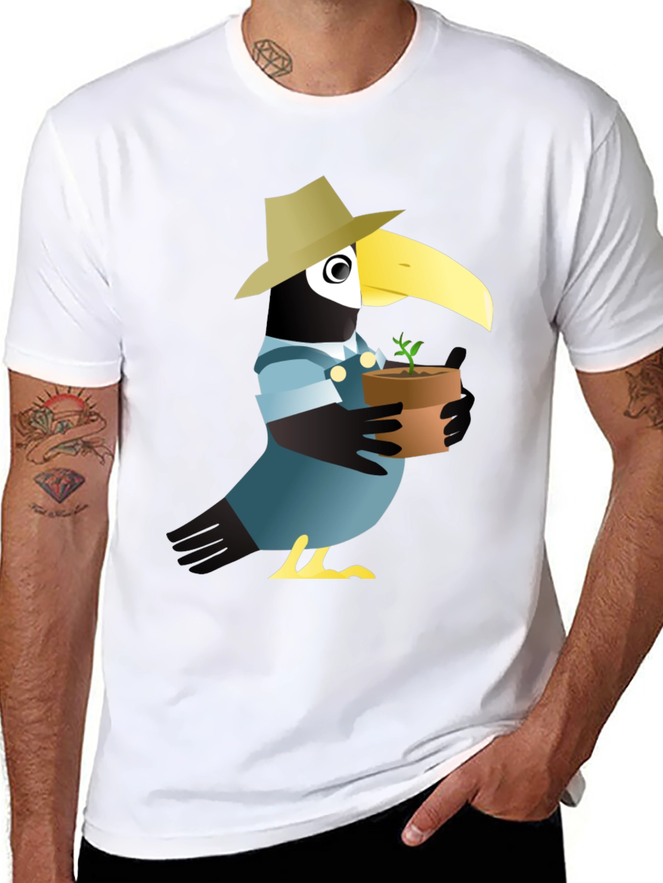 Crow Gardener Graphic Tee - Black Cotton Blend