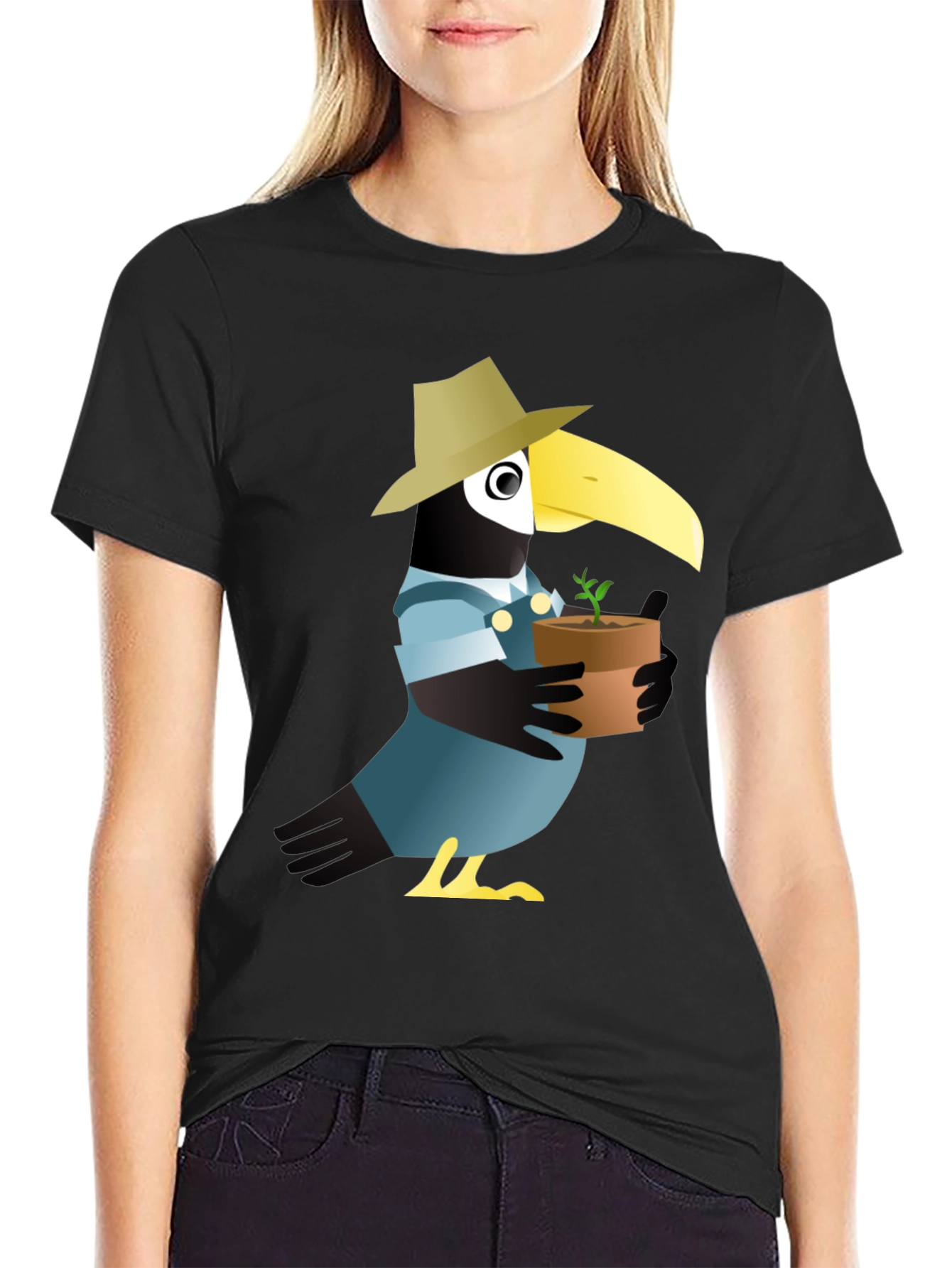 Crow Gardener Graphic Tee - Black Cotton Blend