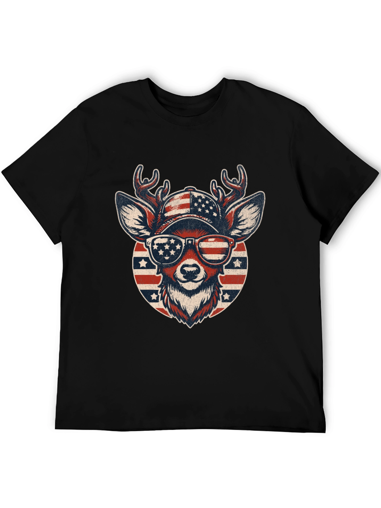 Patriotic Deer Graphic Tee - USA Pride
