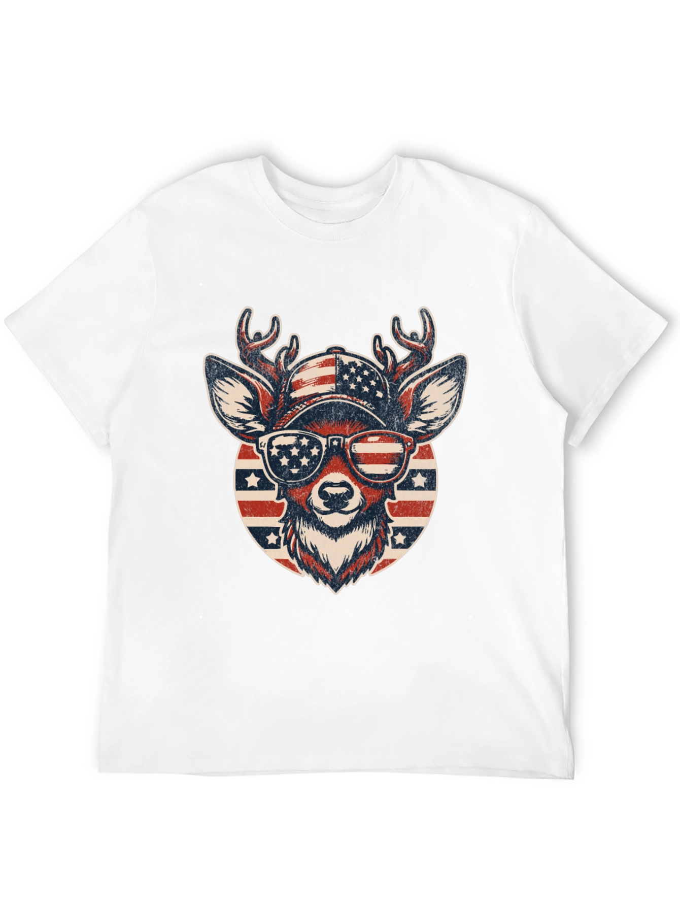 Patriotic Deer Graphic Tee - USA Pride