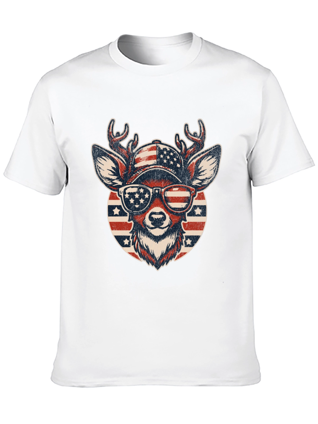Patriotic Deer Graphic Tee - USA Pride