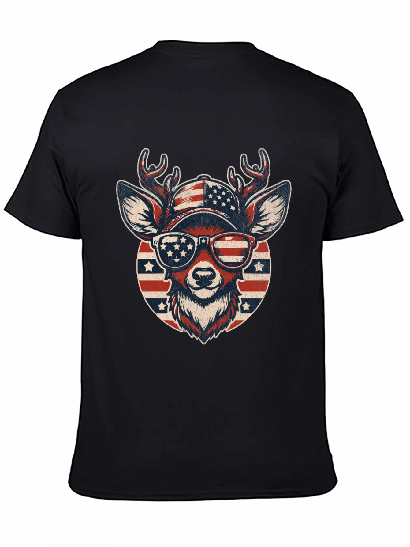 Patriotic Deer Graphic Tee - USA Pride