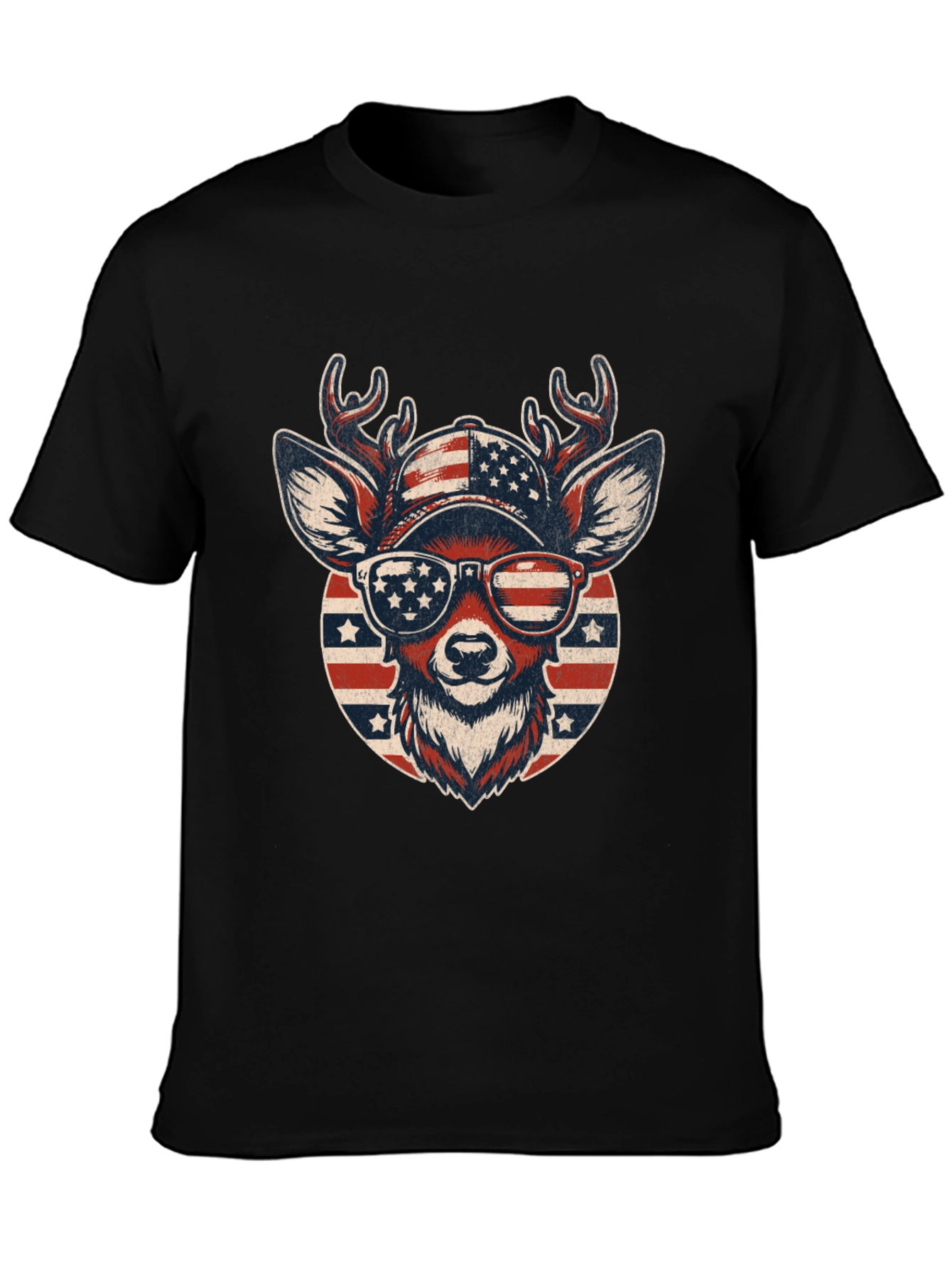 Patriotic Deer Graphic Tee - USA Pride