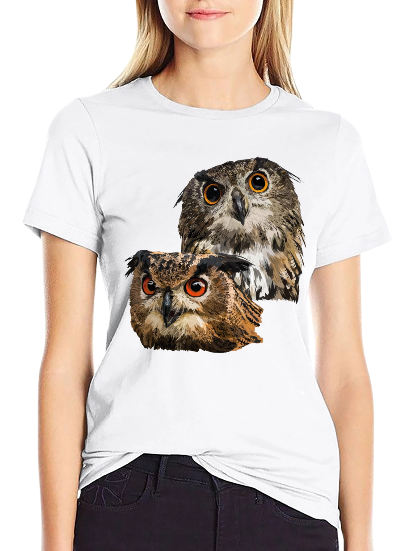 Owl Graphic T-Shirt - Mens Black Crew Neck Tee