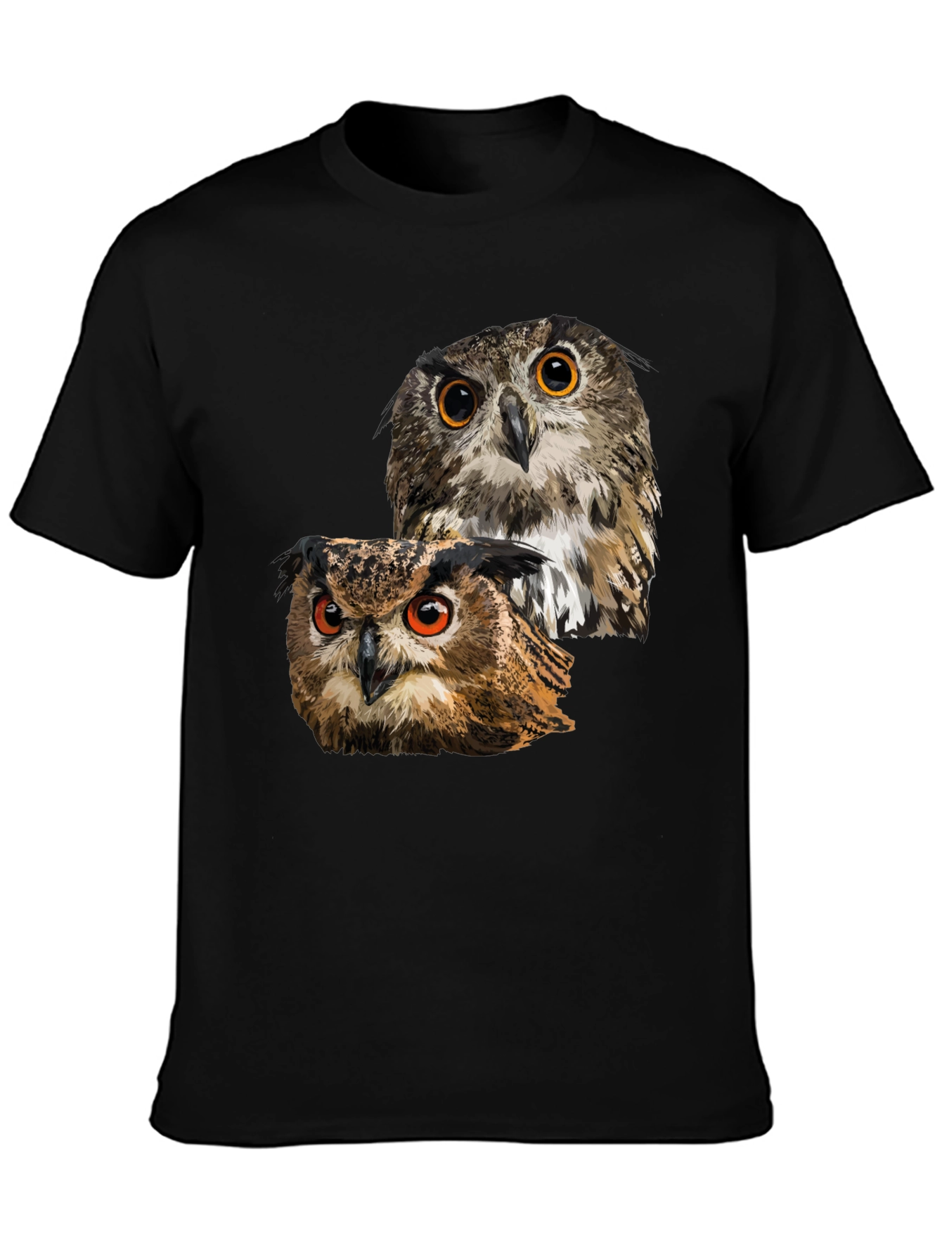 Owl Graphic T-Shirt - Mens Black Crew Neck Tee