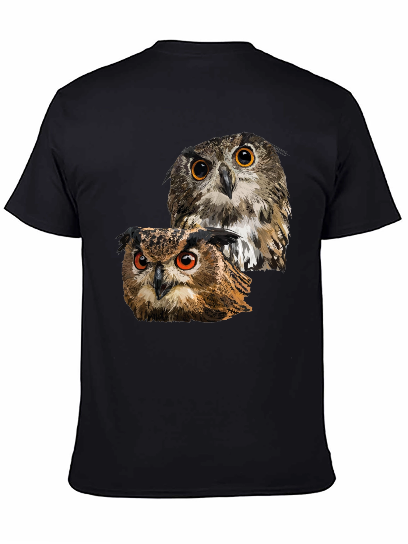 Owl Graphic T-Shirt - Mens Black Crew Neck Tee