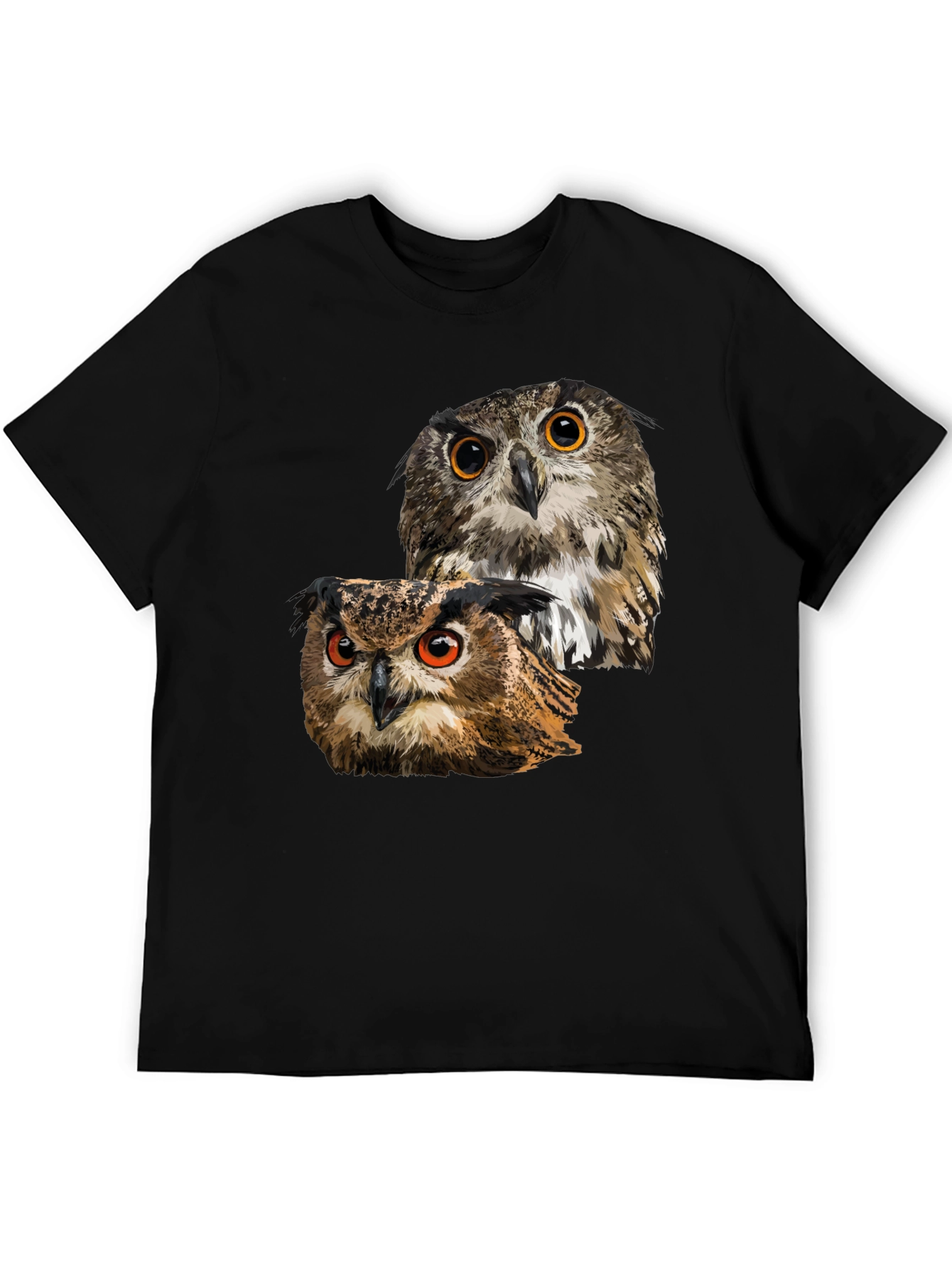 Owl Graphic T-Shirt - Mens Black Crew Neck Tee