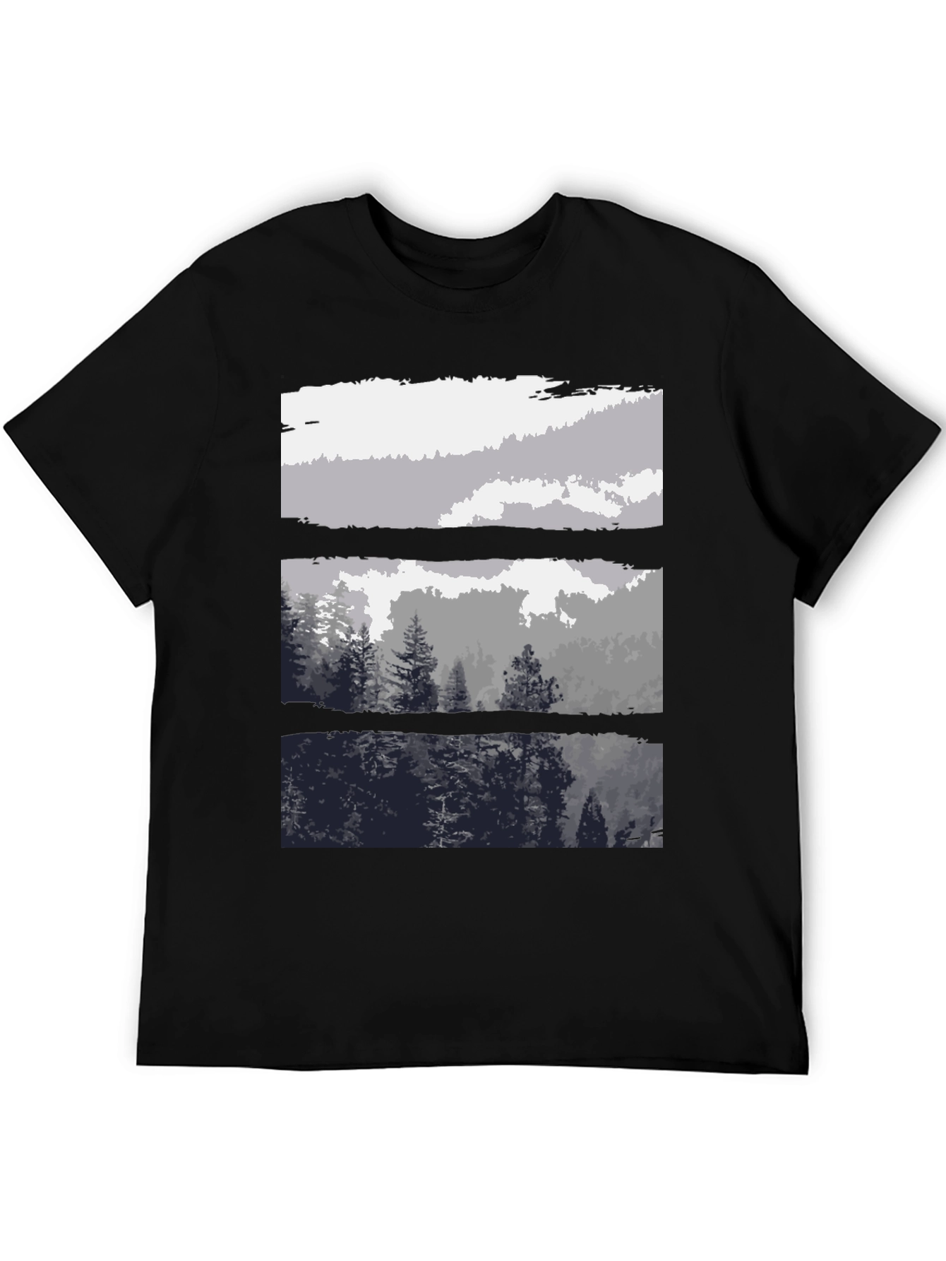 Nature Scene T-Shirt - Black Graphic Tee