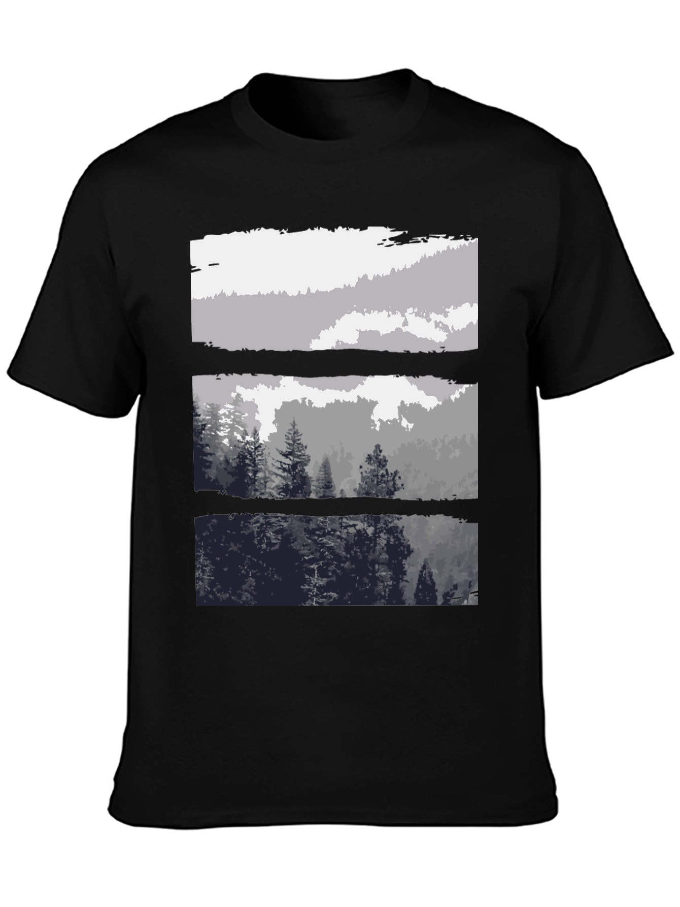 Nature Scene T-Shirt - Black Graphic Tee