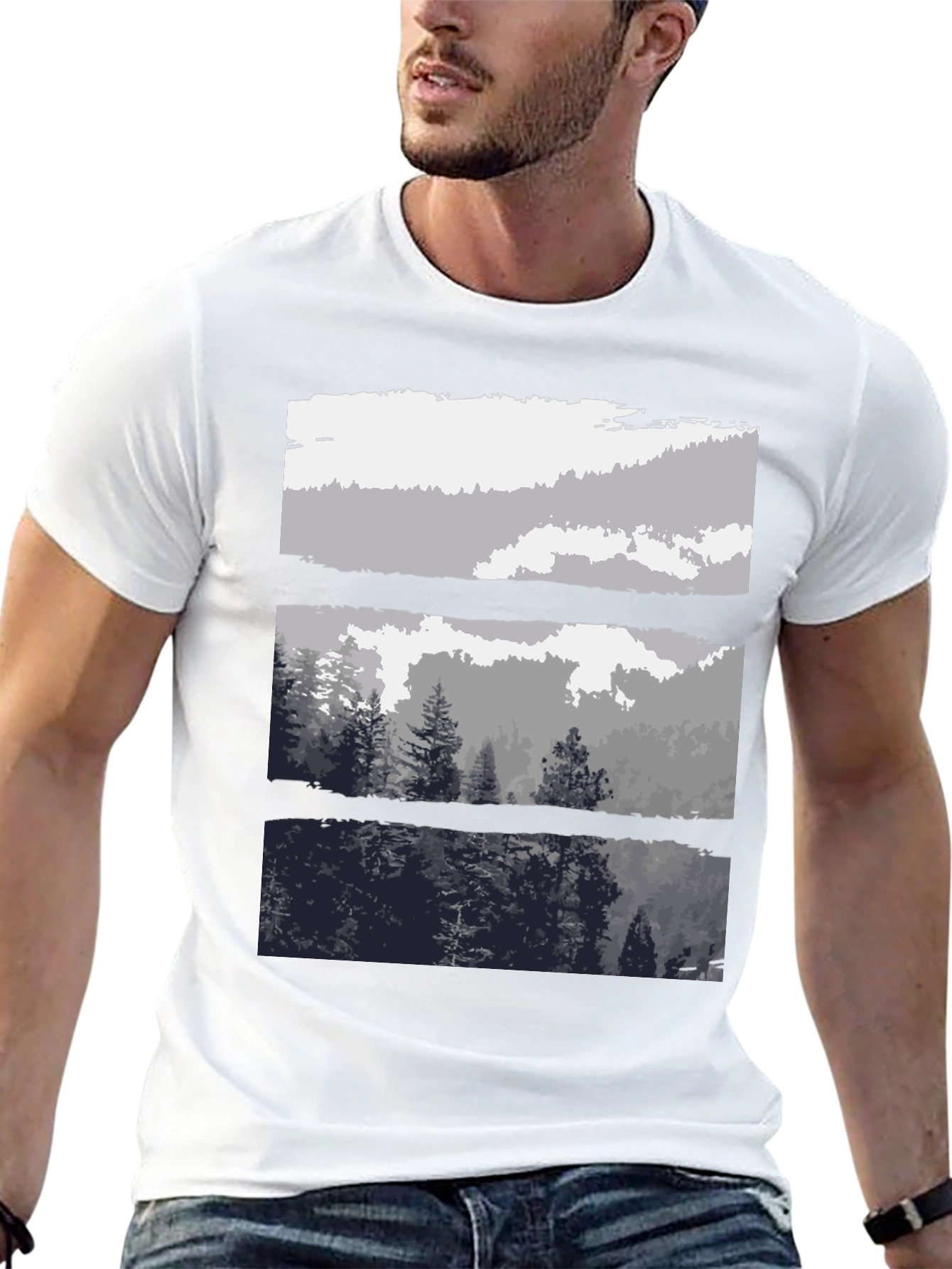 Nature Scene T-Shirt - Black Graphic Tee