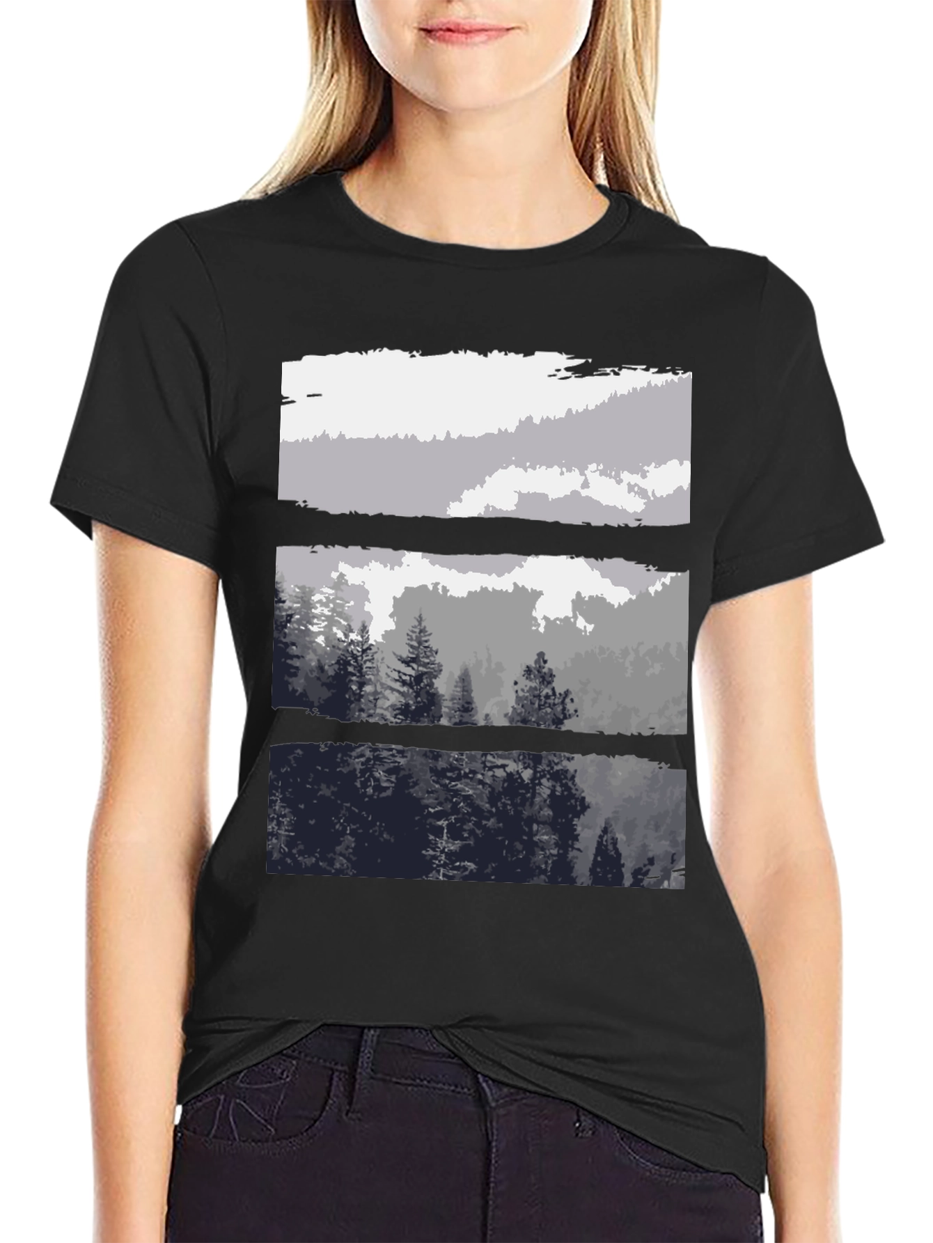 Nature Scene T-Shirt - Black Graphic Tee