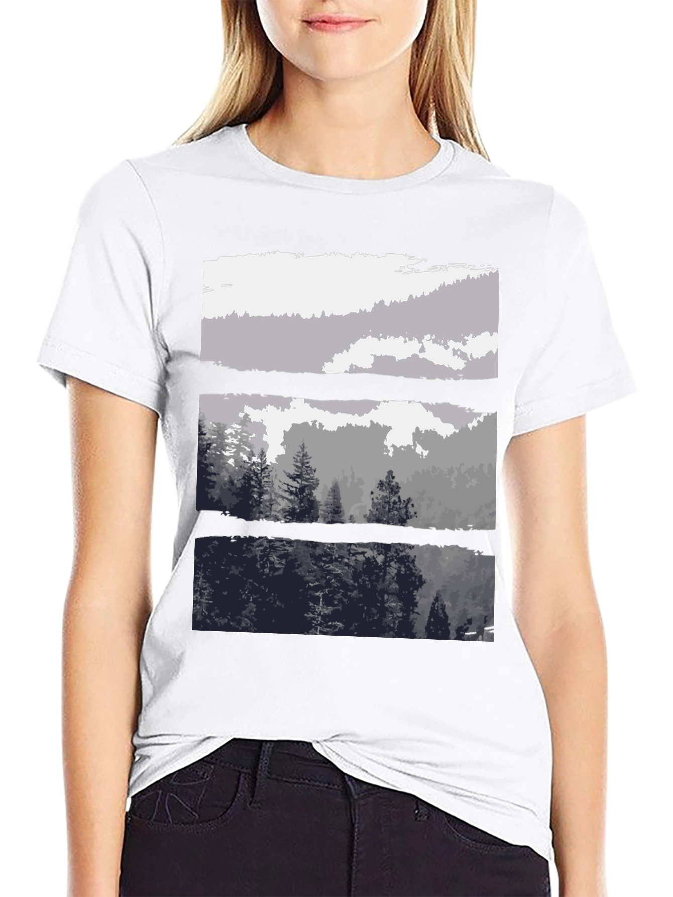 Nature Scene T-Shirt - Black Graphic Tee