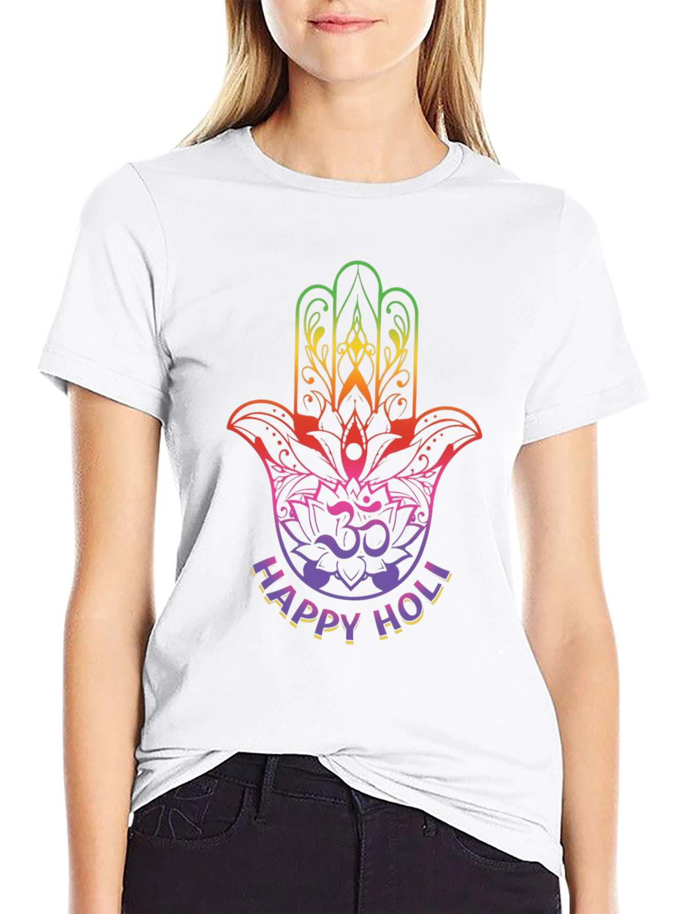 Happy Holi Hamsa Hand Graphic Tee