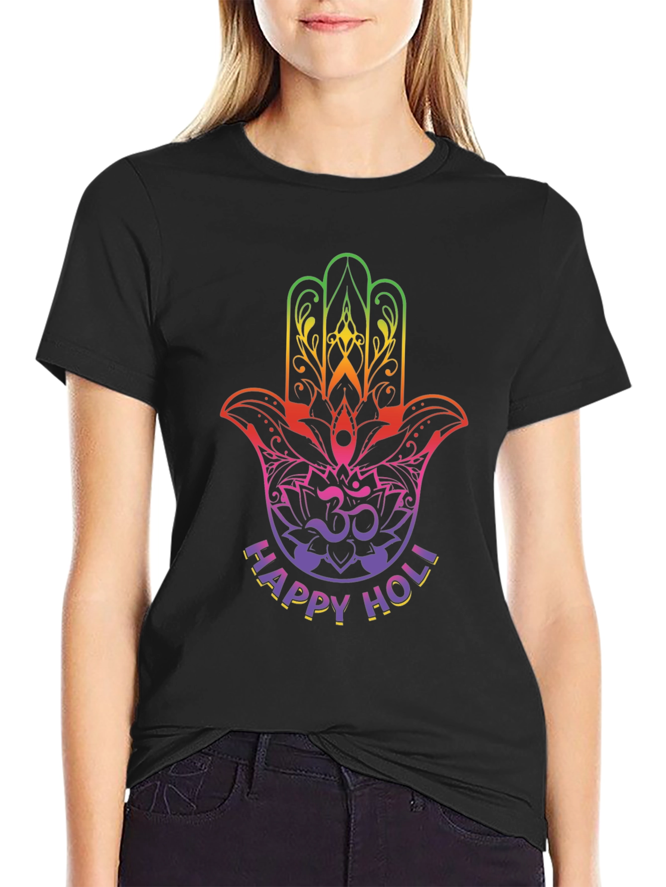 Happy Holi Hamsa Hand Graphic Tee