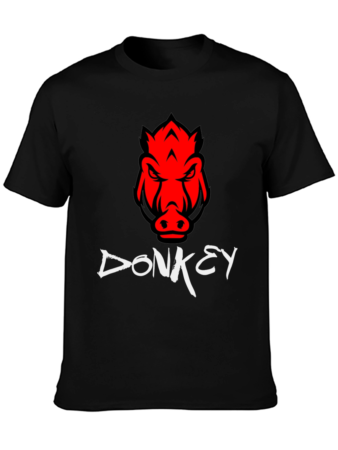 Mens Black Donkey T-Shirt with Red Boar Design