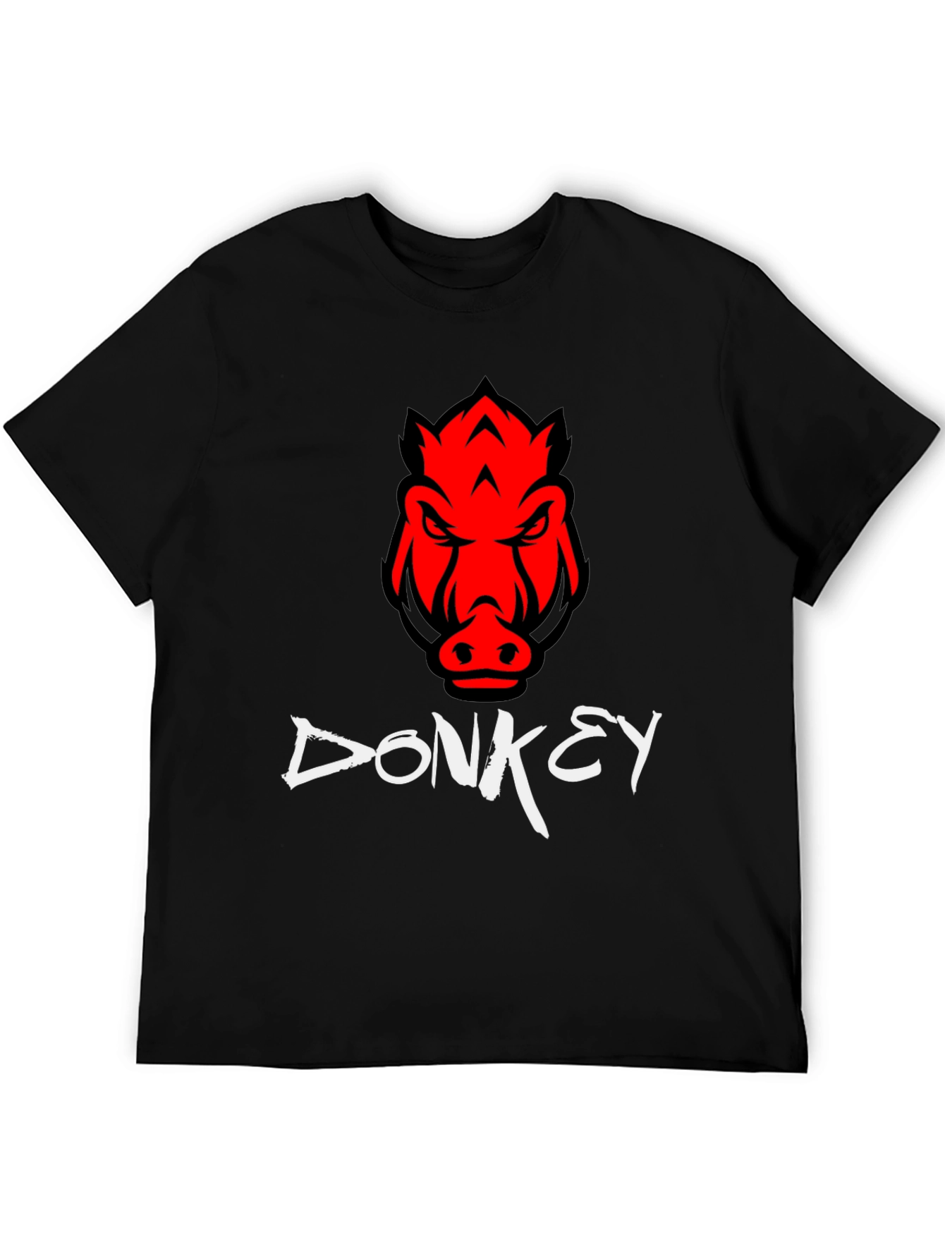 Mens Black Donkey T-Shirt with Red Boar Design