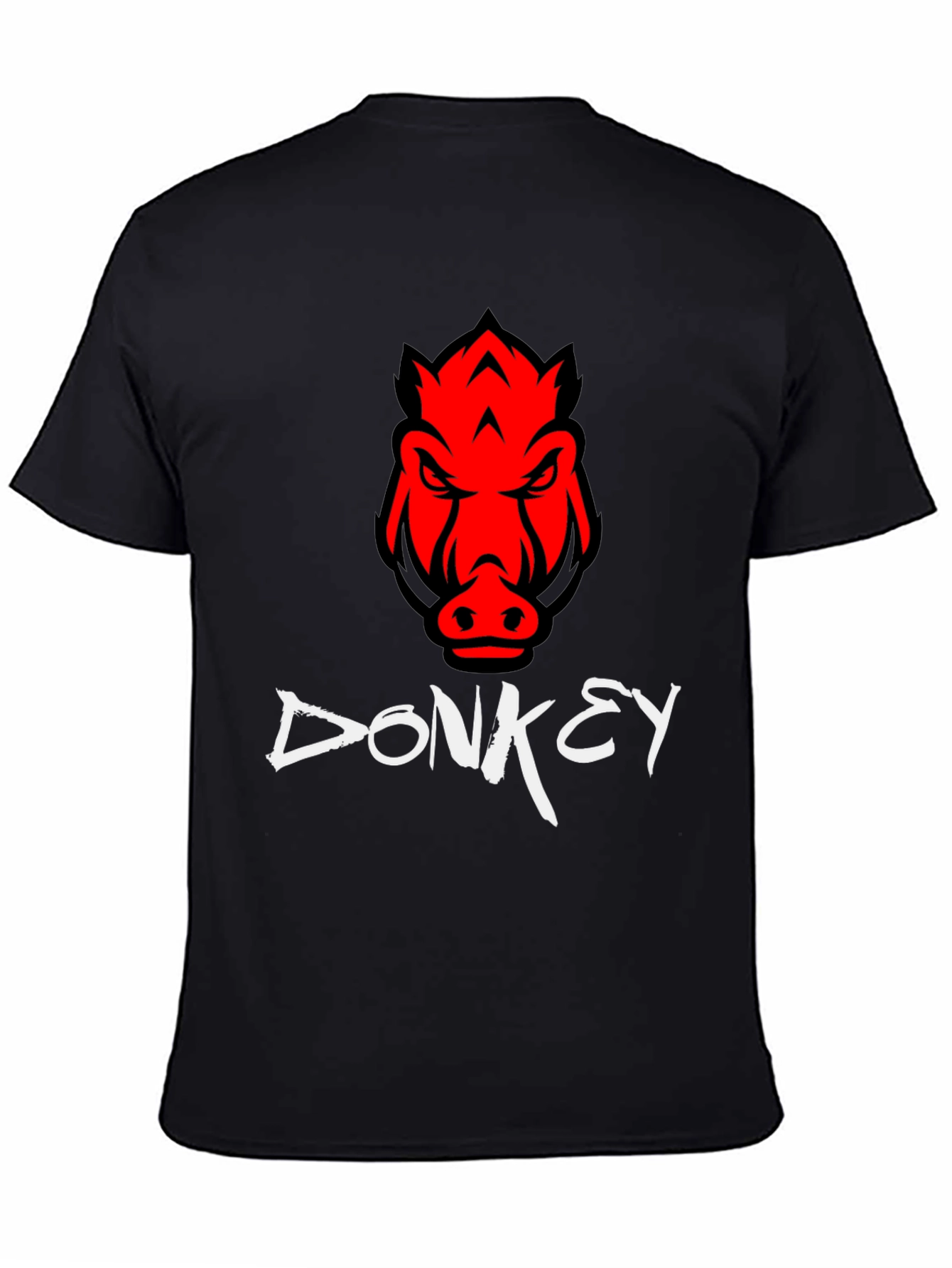 Mens Black Donkey T-Shirt with Red Boar Design