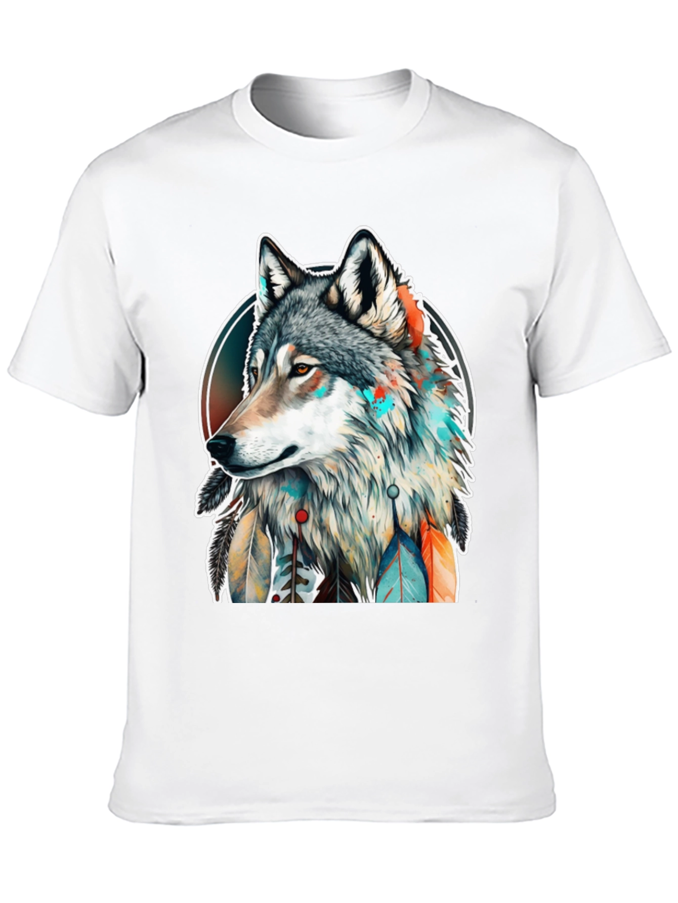 Wolf Spirit Graphic Tee - Artistic Dreamcatcher Design