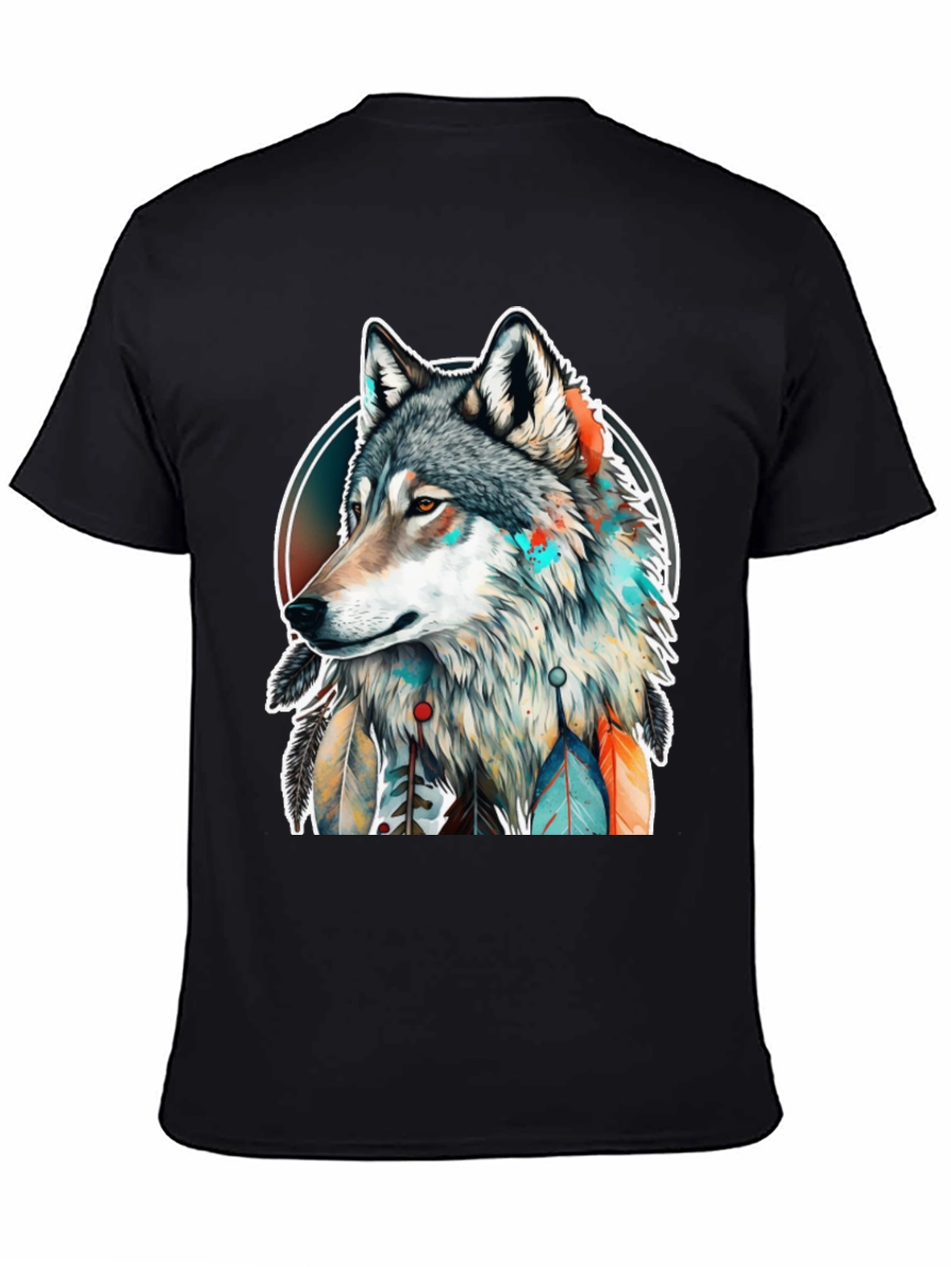 Wolf Spirit Graphic Tee - Artistic Dreamcatcher Design