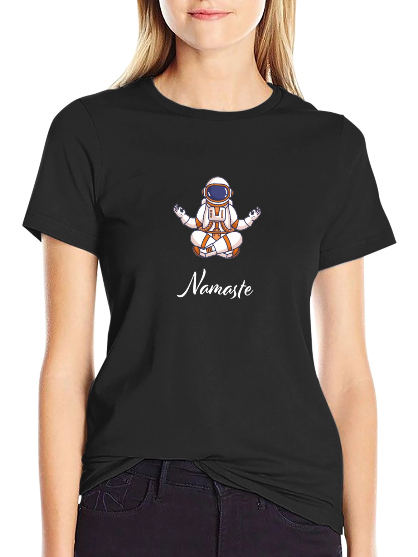 Astronaut Namaste Graphic T-Shirt - Black