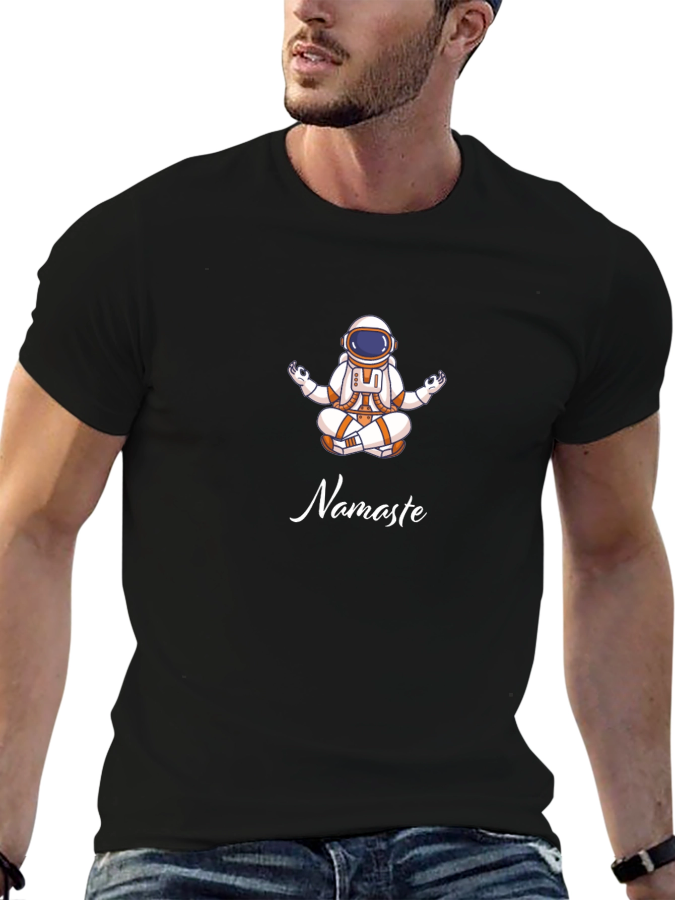 Astronaut Namaste Graphic T-Shirt - Black