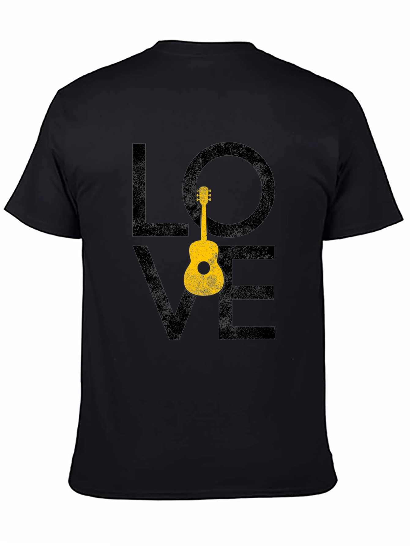 Love Guitar Graphic T-Shirt - Black Casual Tee