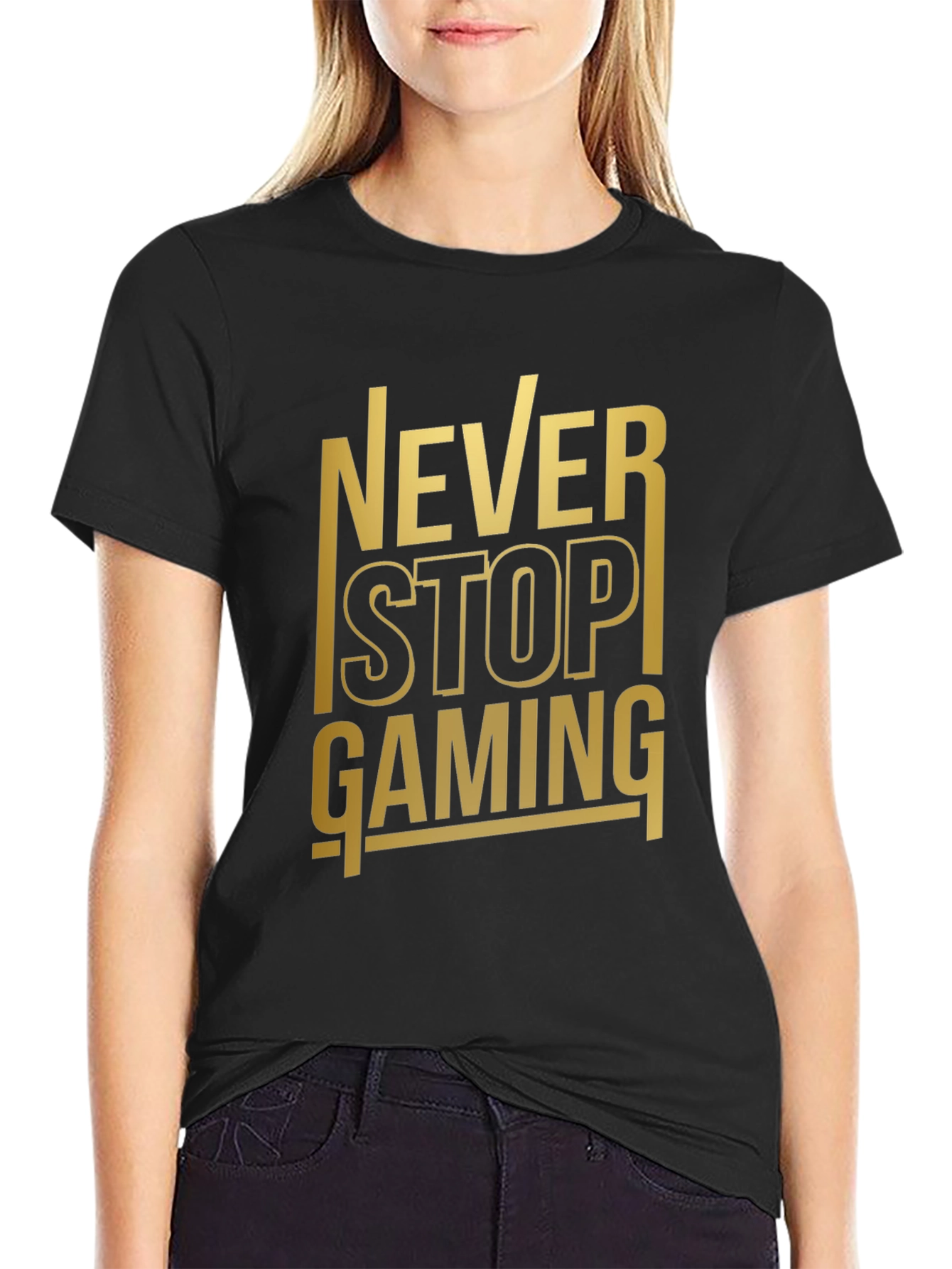 Never Stop Gaming Black T-Shirt