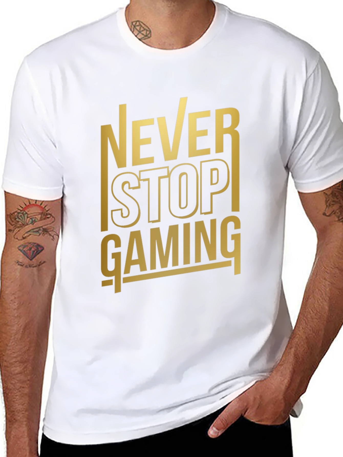 Never Stop Gaming Black T-Shirt