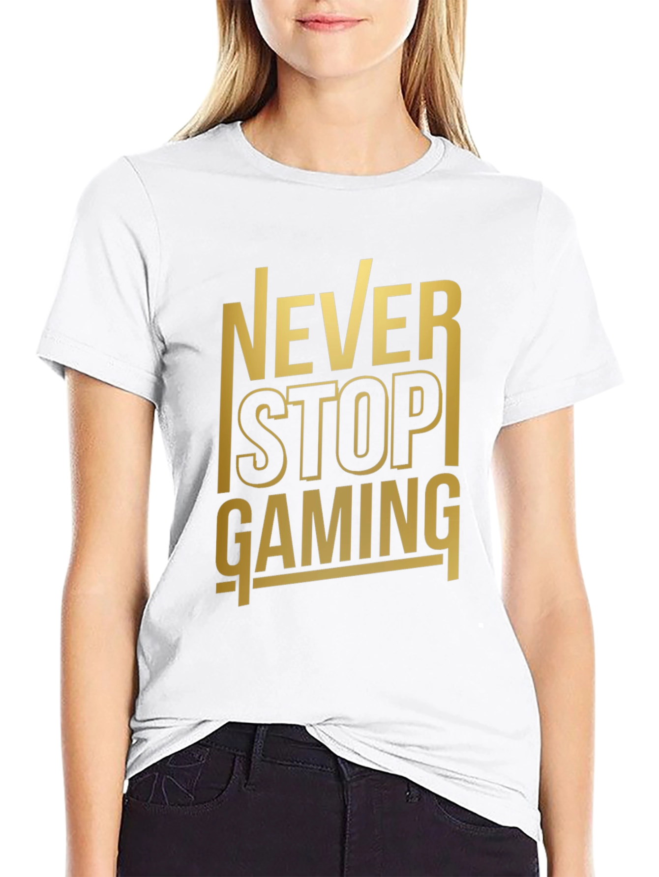 Never Stop Gaming Black T-Shirt