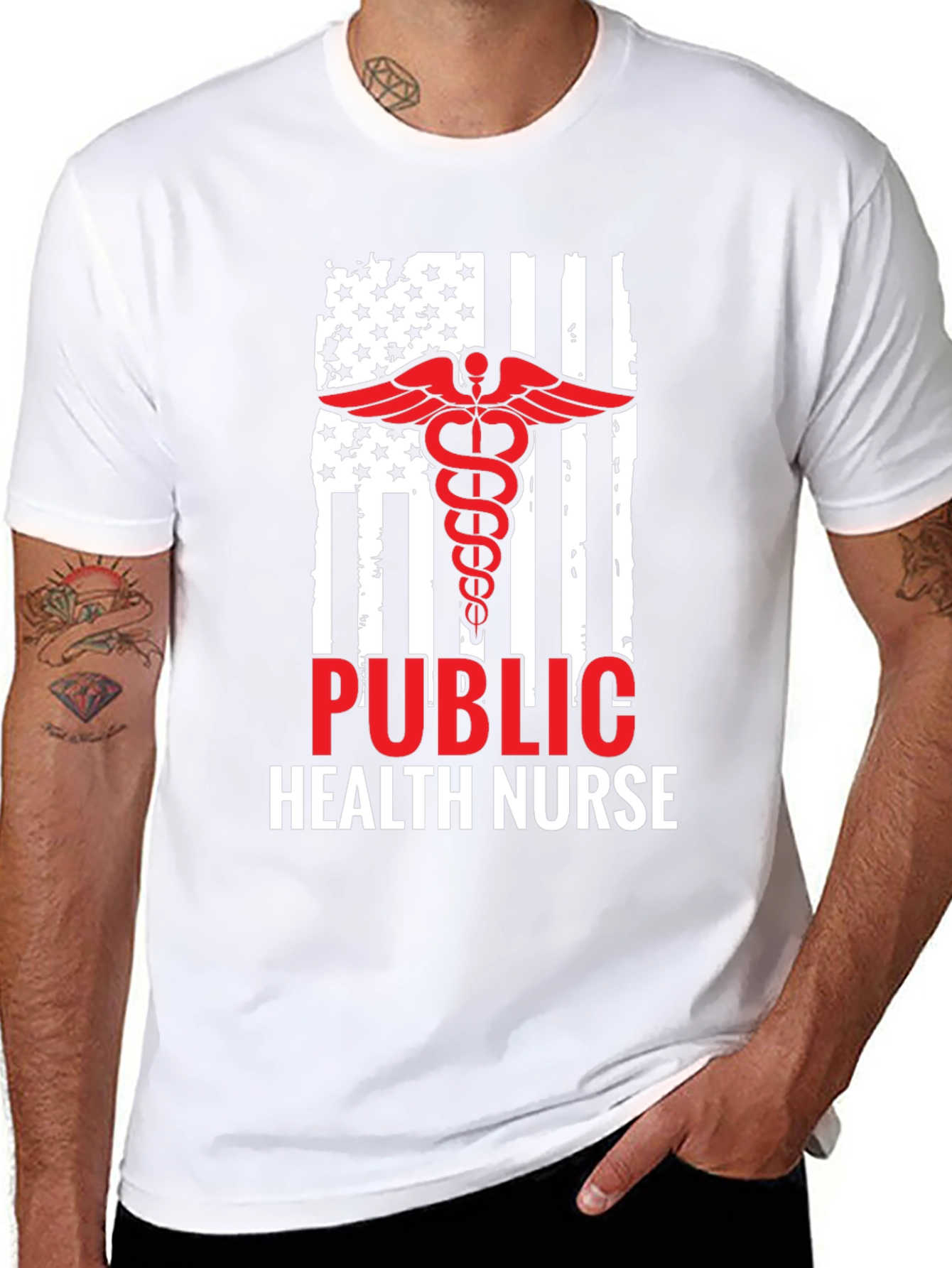 Public Health Nurse American Flag Graphic T-Shirt