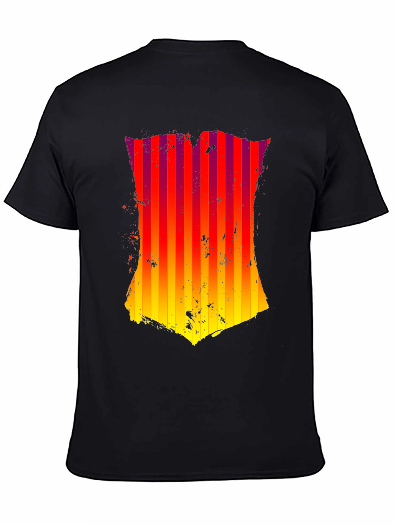 Grunge Striped Shield Graphic Tee - Black