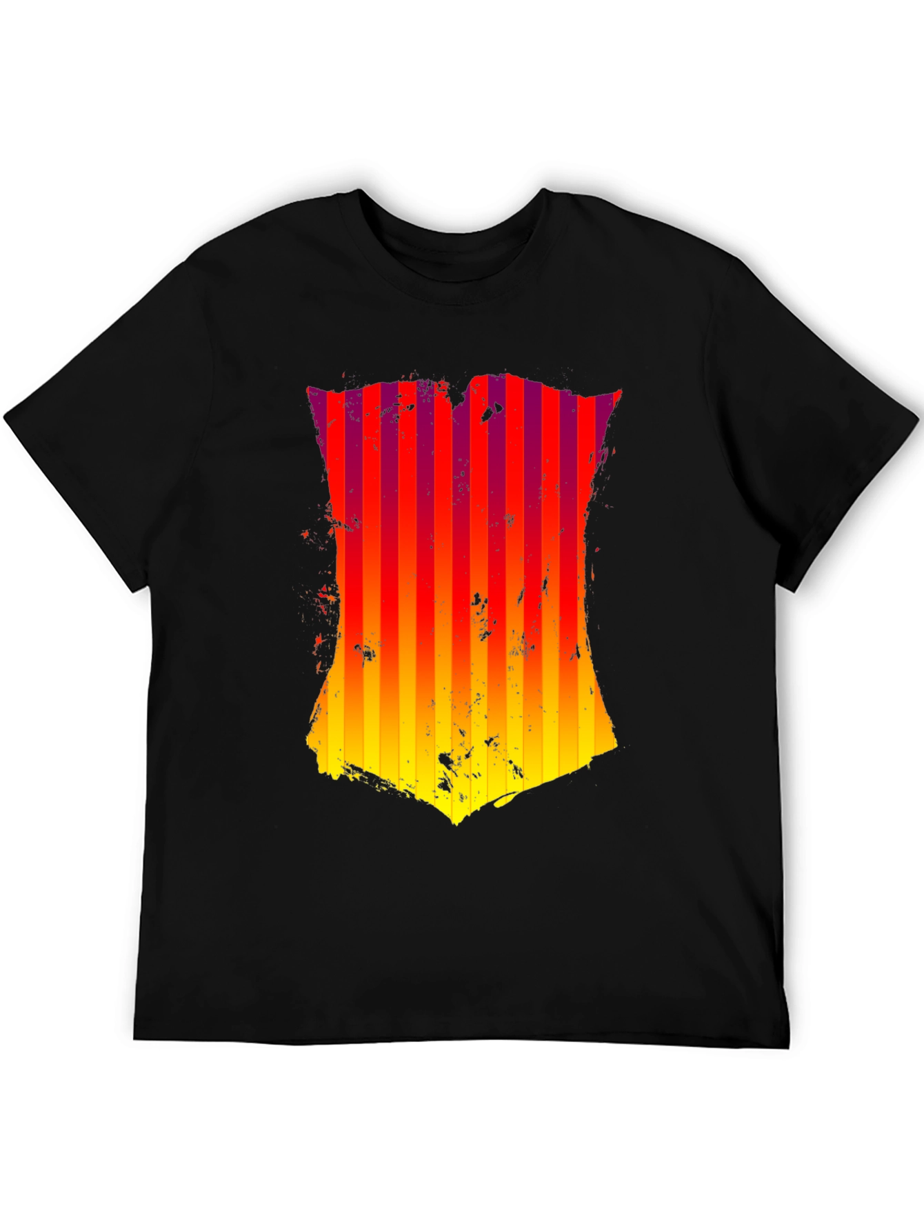 Grunge Striped Shield Graphic Tee - Black