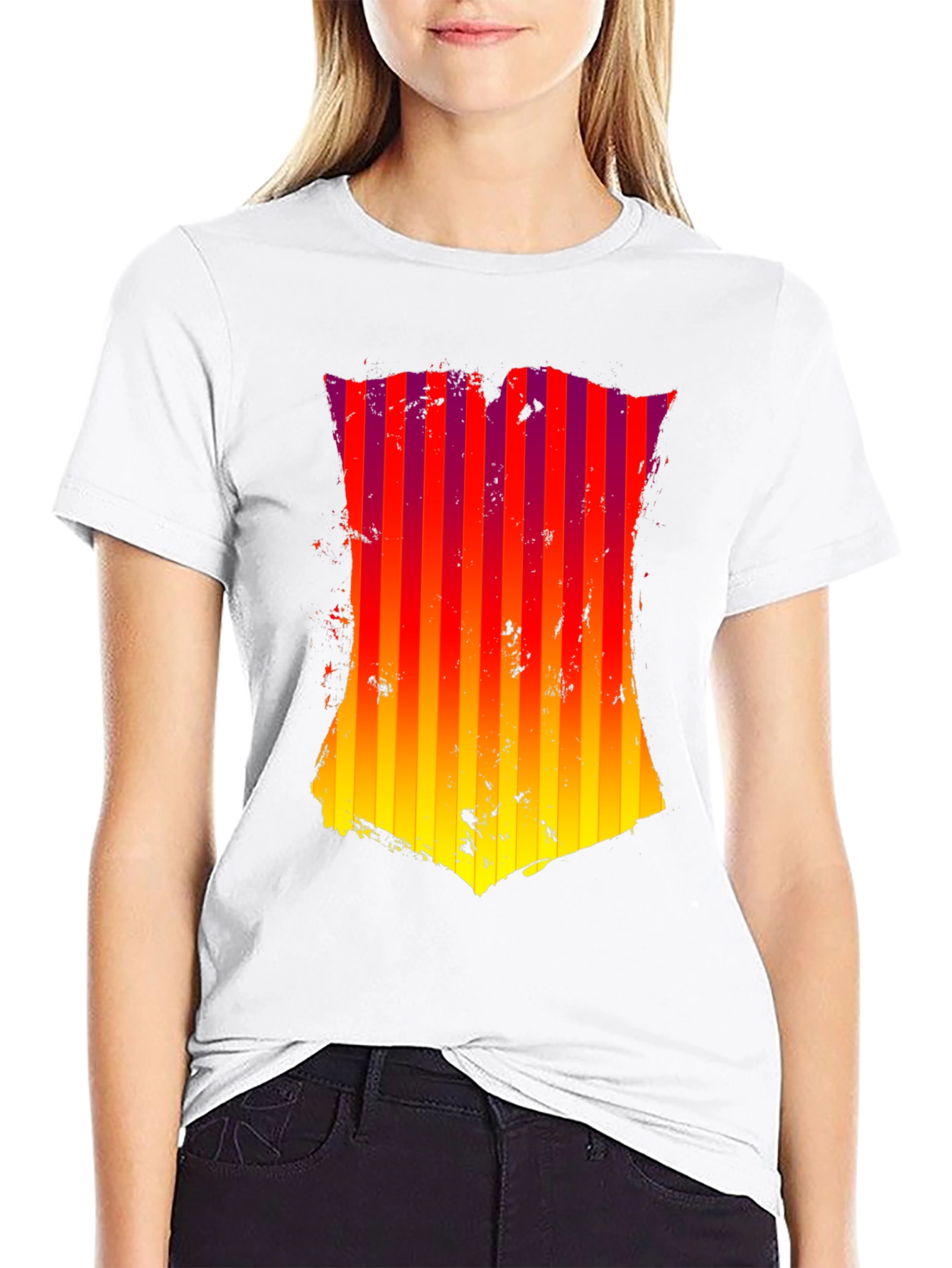Grunge Striped Shield Graphic Tee - Black