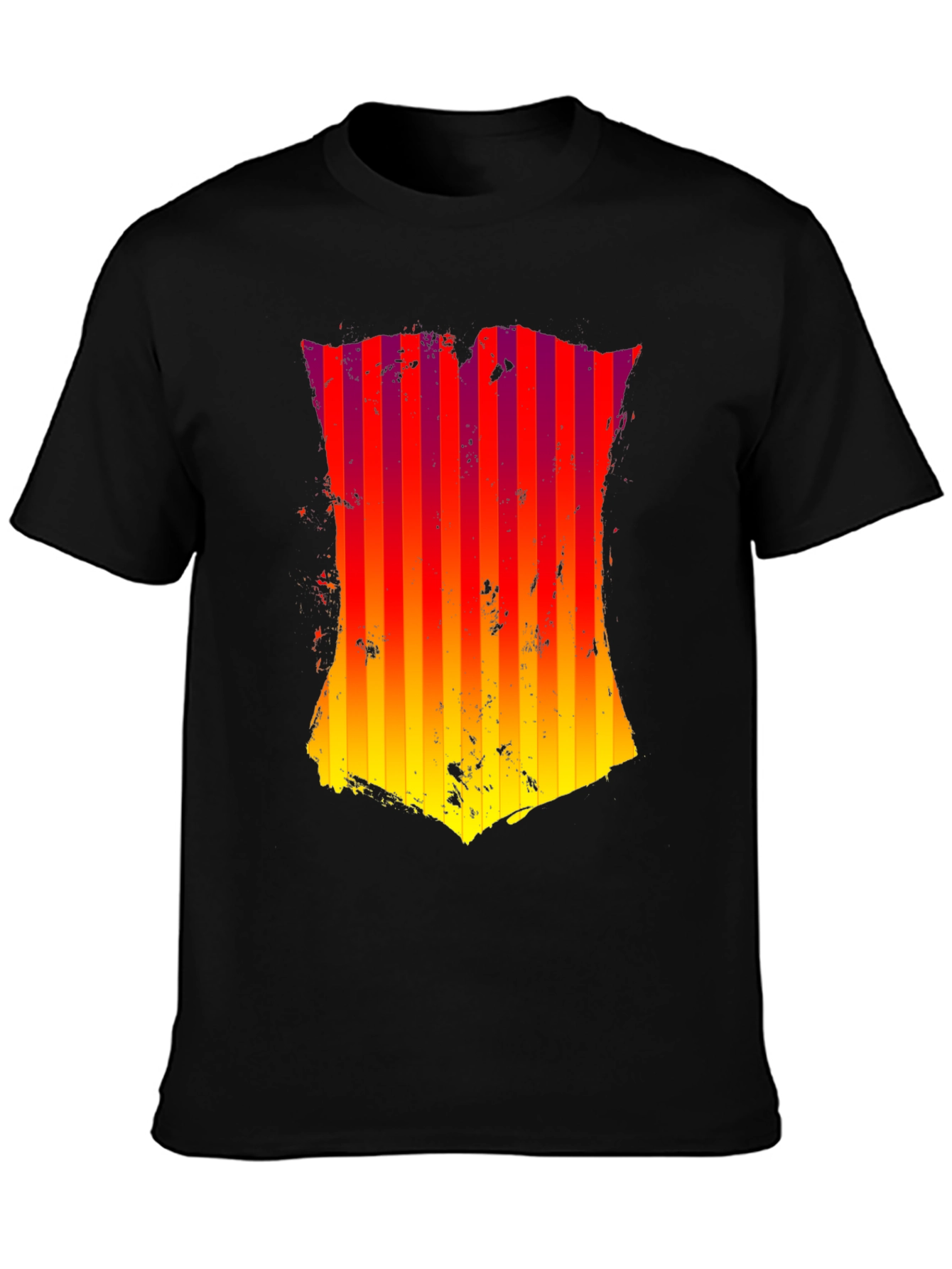 Grunge Striped Shield Graphic Tee - Black