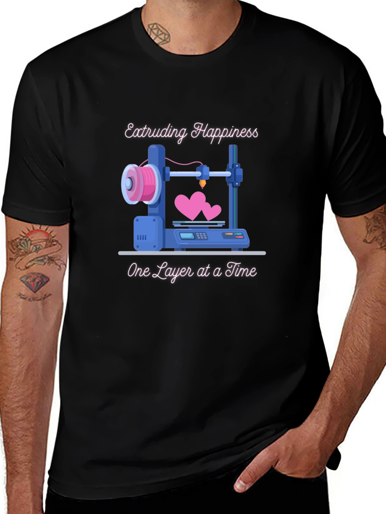Extruding Happiness T-Shirt - 3D Printing Love