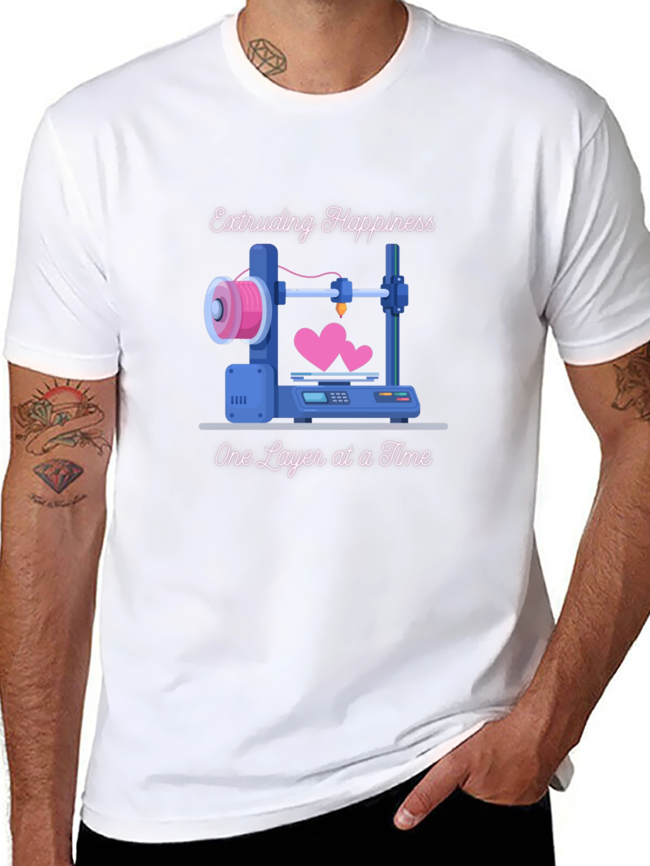 Extruding Happiness T-Shirt - 3D Printing Love