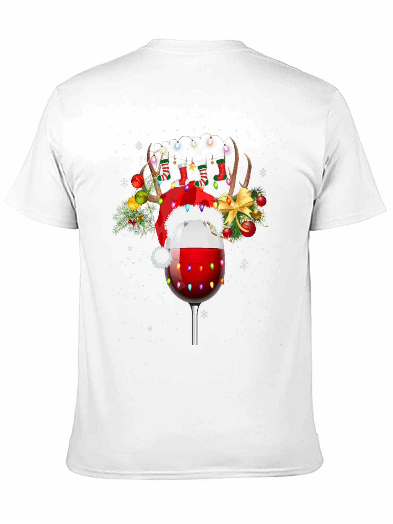 Festive Wine Glass Reindeer T-Shirt